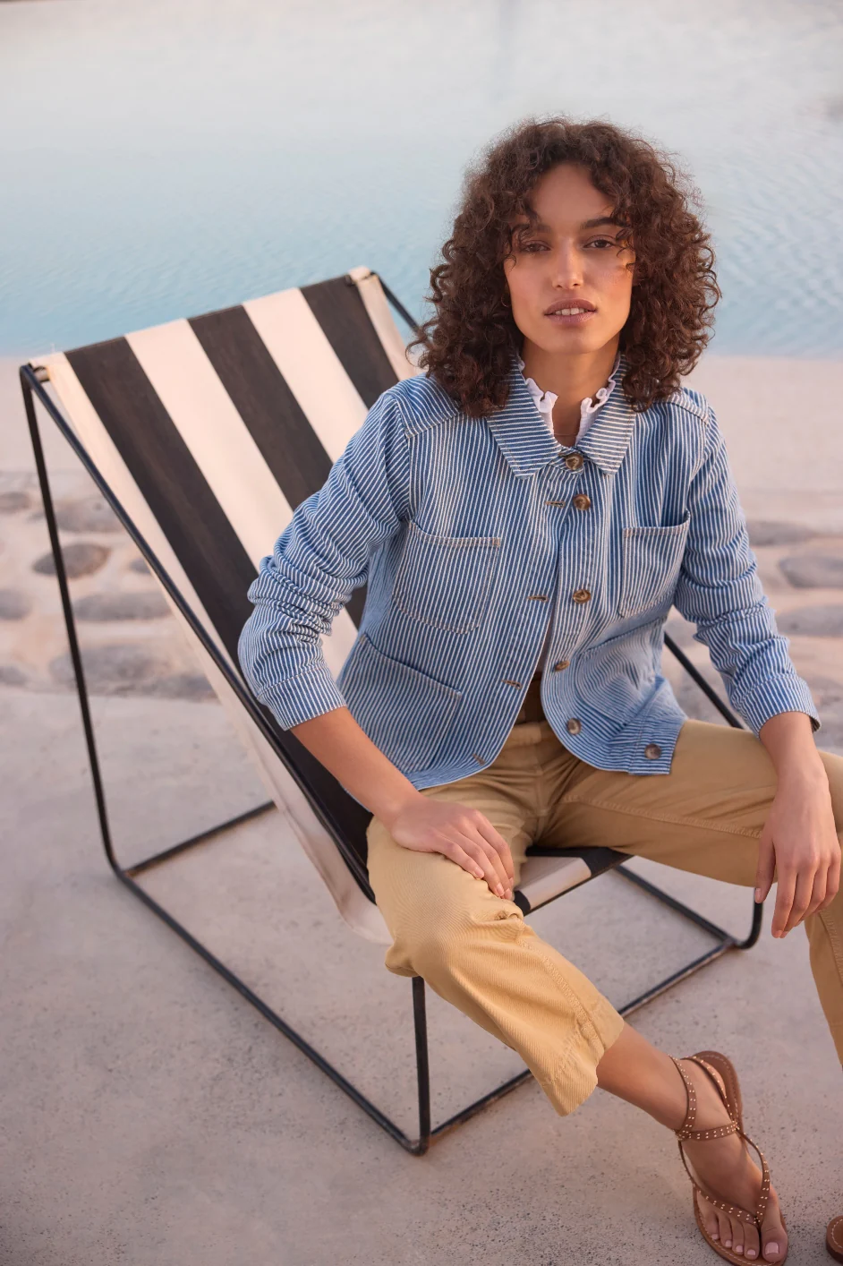 Ada Denim Jacket - Blue/Ivory Stripe - Image 5