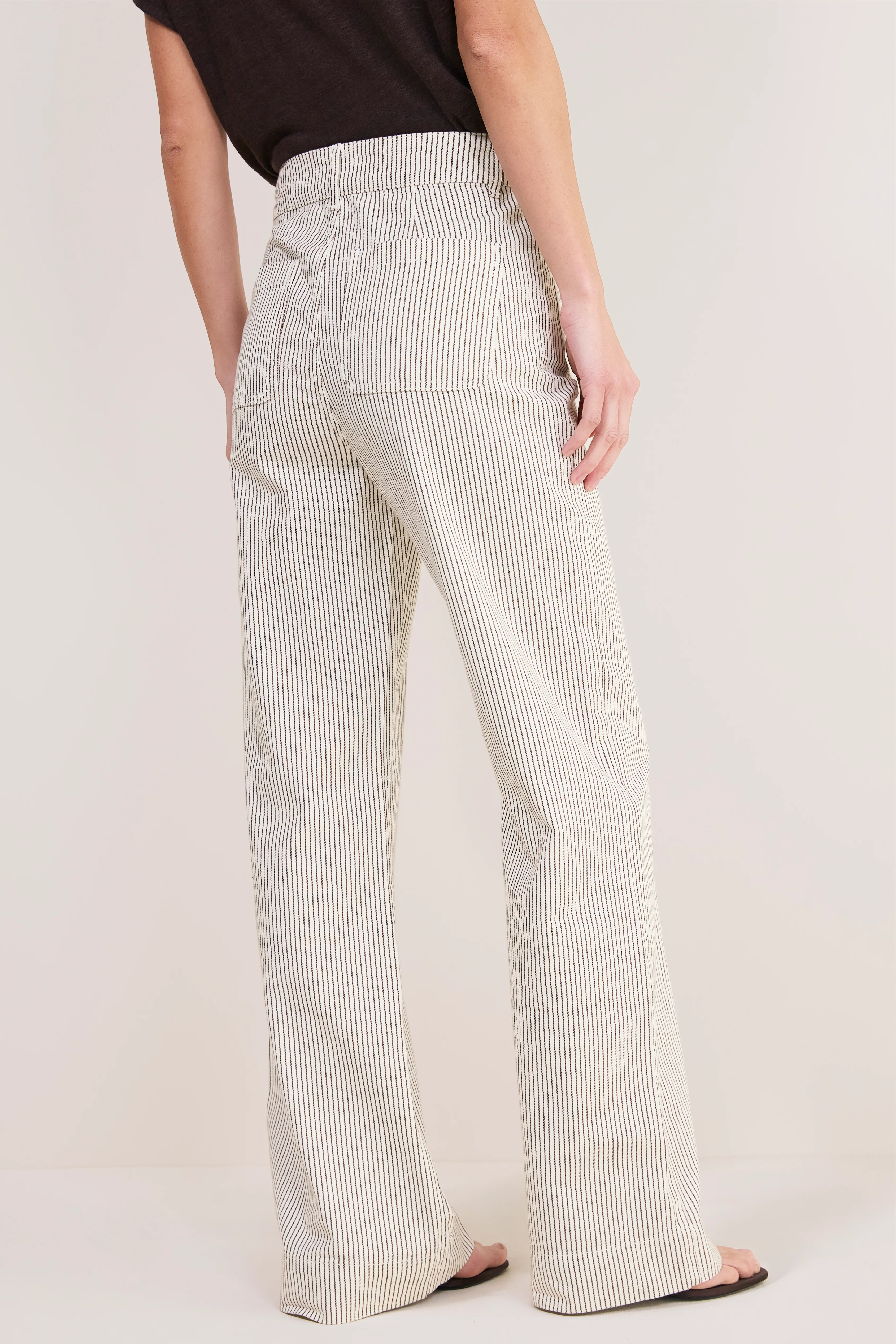 Agnes Patch Pocket Trouser - Cocoa/Ecru Stripe - Image 4