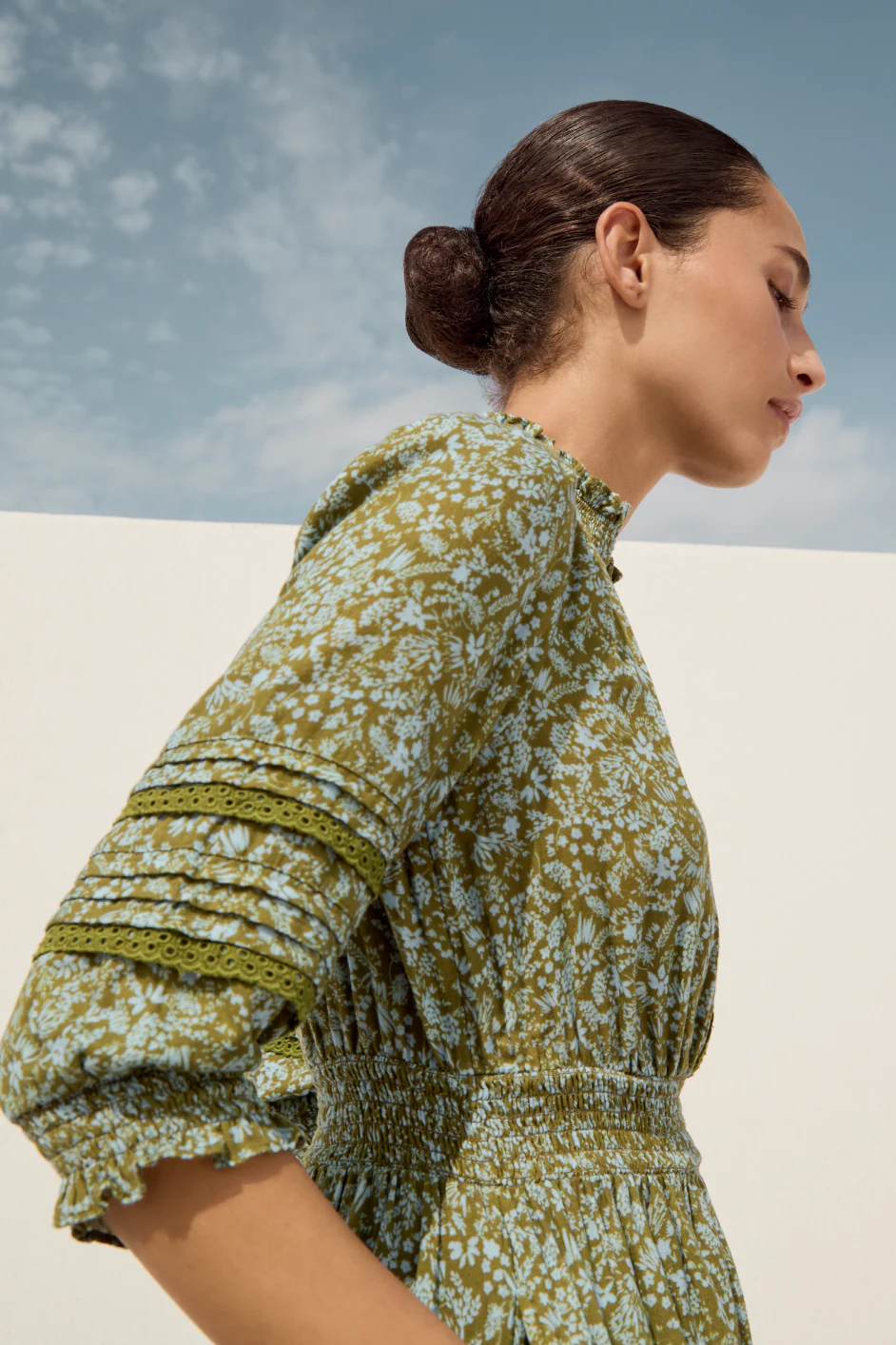 Alina Dress - Deep Olive Mono Floral - Image 2