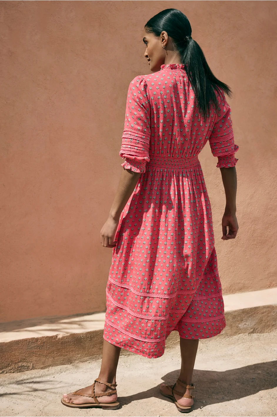 Alina Dress - Hibiscus Pink Woodblock - Image 2
