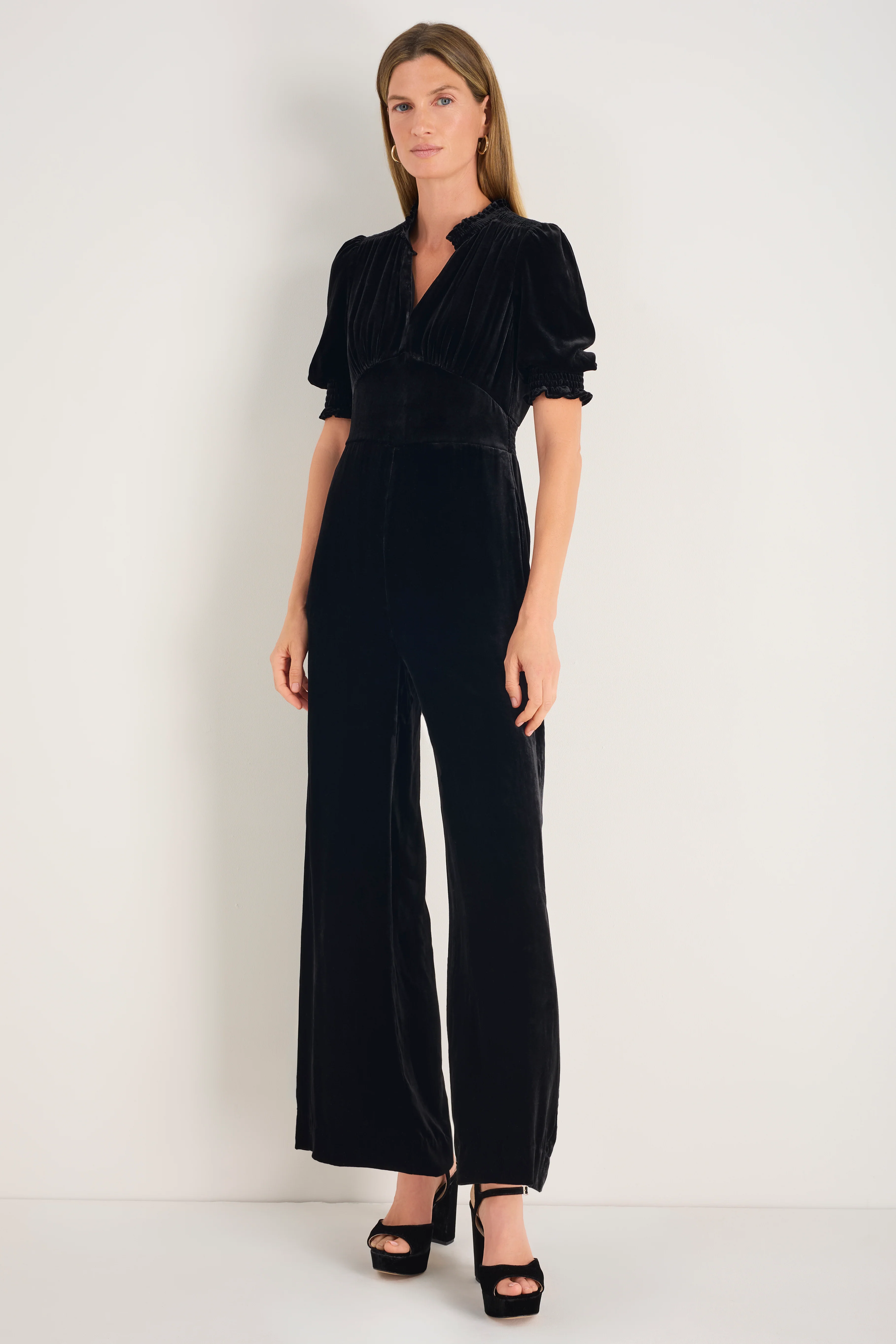 Alina Silk Velvet Jumpsuit - Black - Image 4