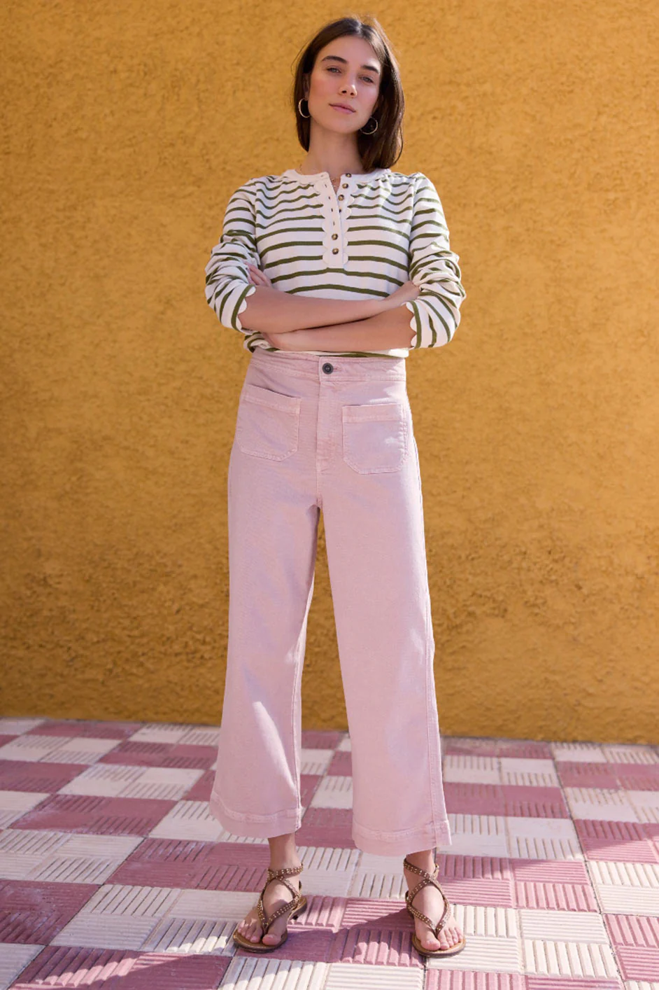 Allie Flare Cropped Jean - Dusky Pink - Image 2