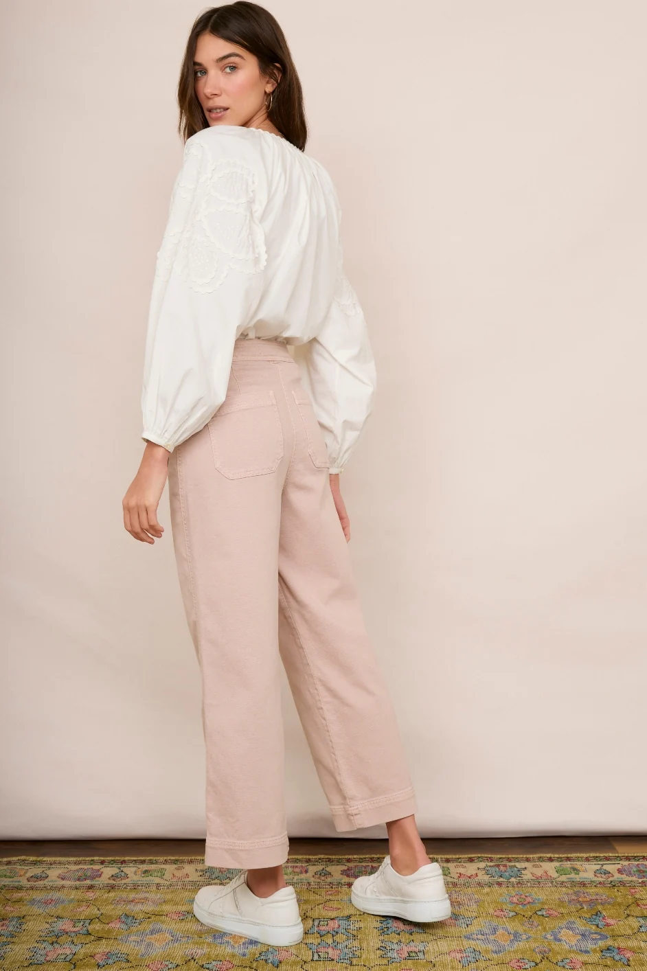 Allie Flare Cropped Jean - Dusky Pink - Image 4