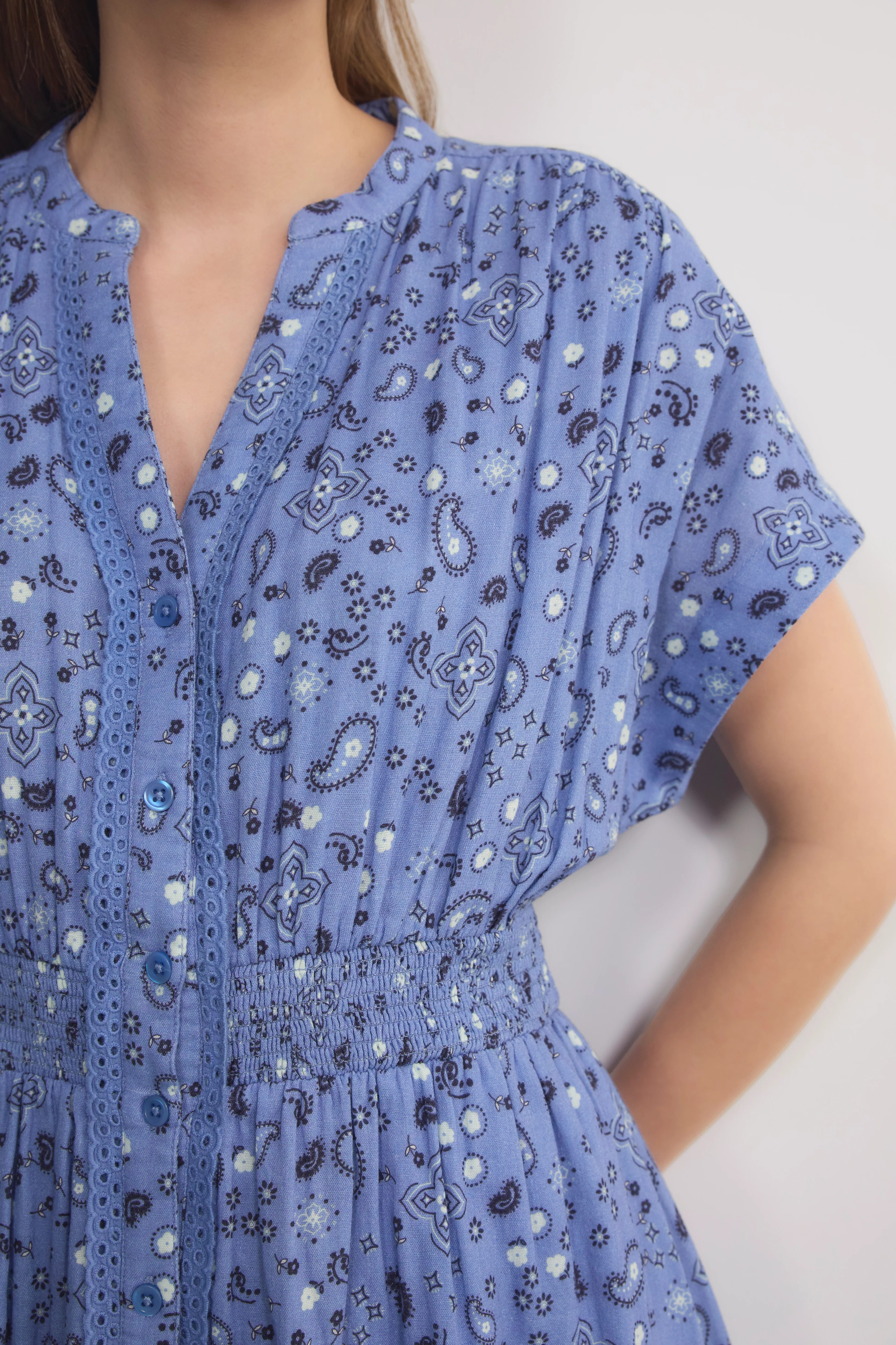 Angelique Dress - Chambray Blue Paisley Geo - Image 2
