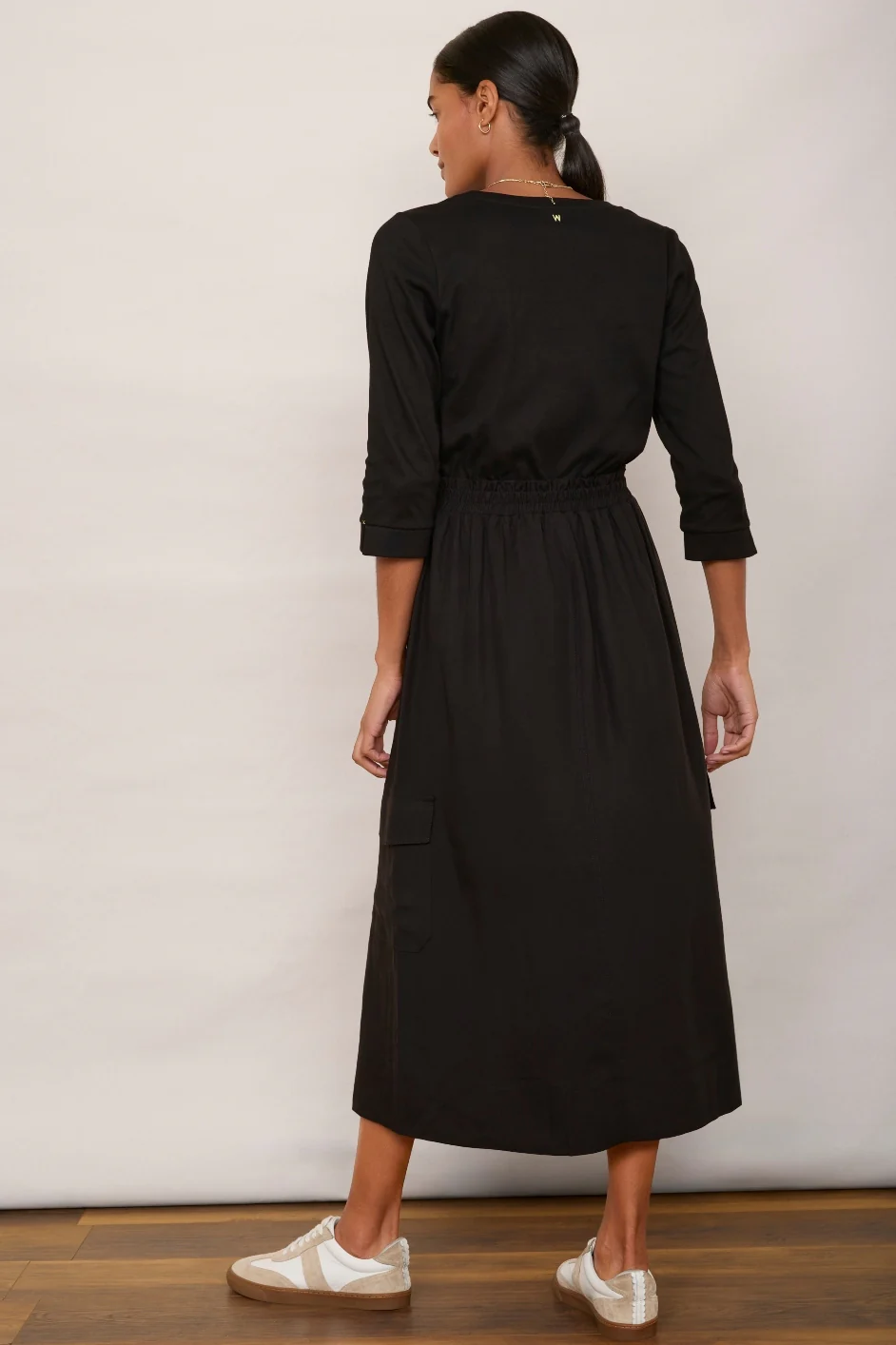 Aniyah Jersey Woven Mix Dress - Black - Image 3