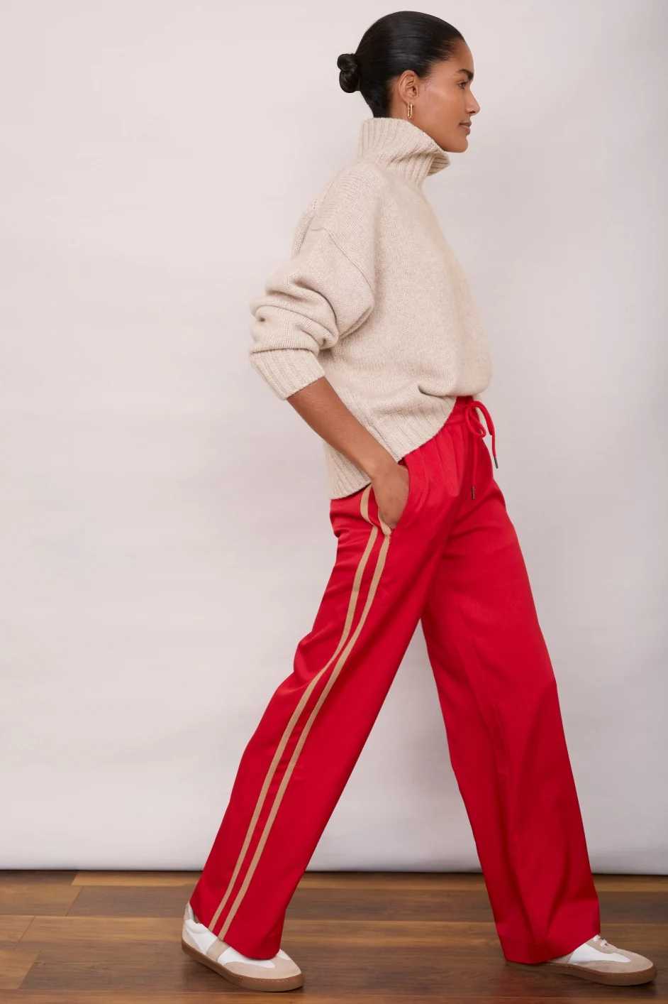 Anya Wide Leg Trouser - Poppy Red - Image 2