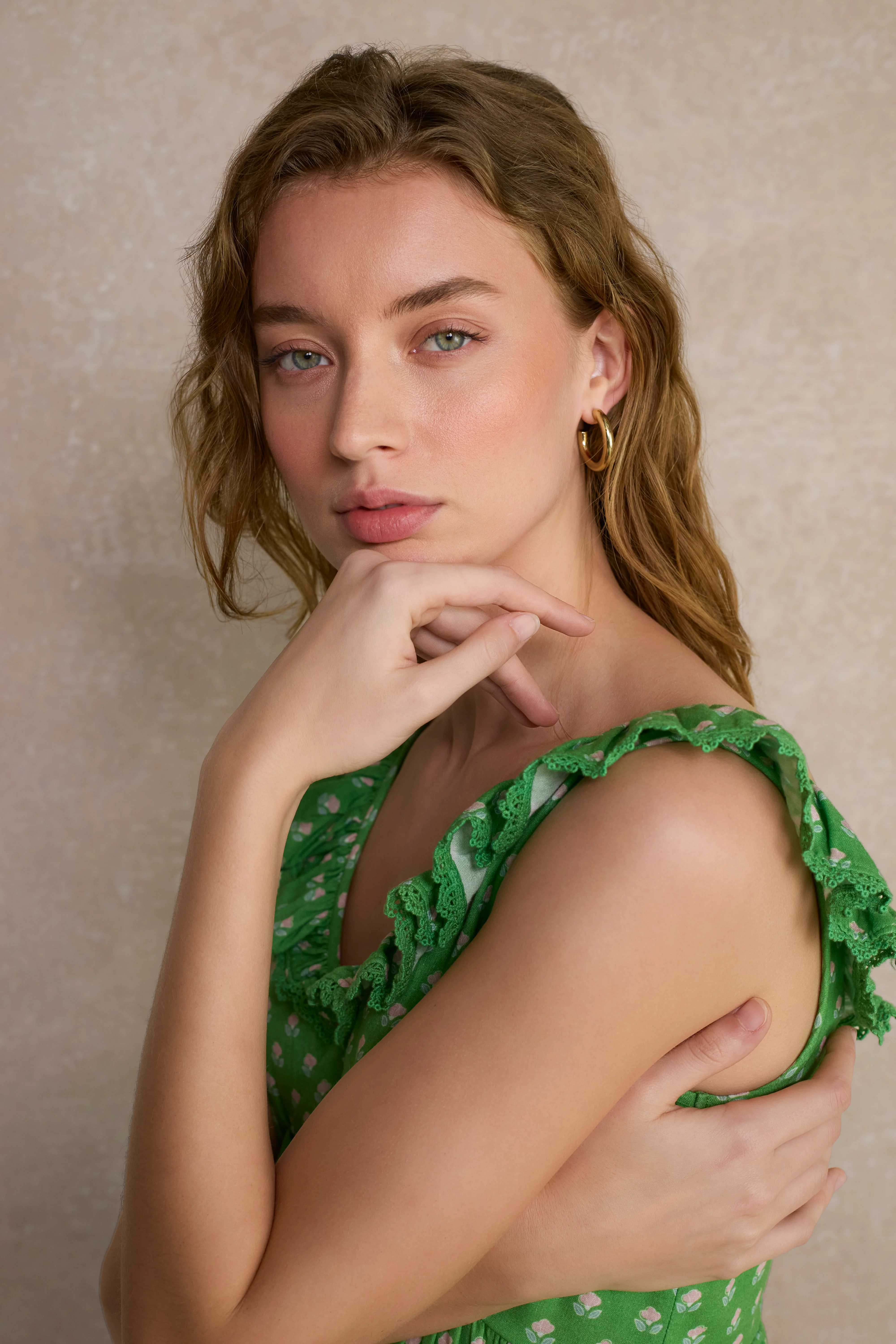 Astrid Dress - Jade Green Flora Woodblock - Image 5