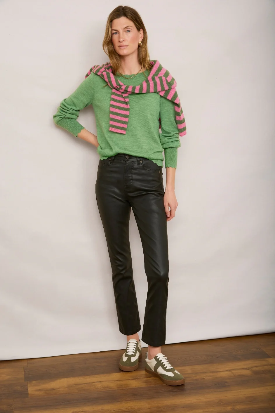 Audrey Coated Jean - Bottle Green - Image 2