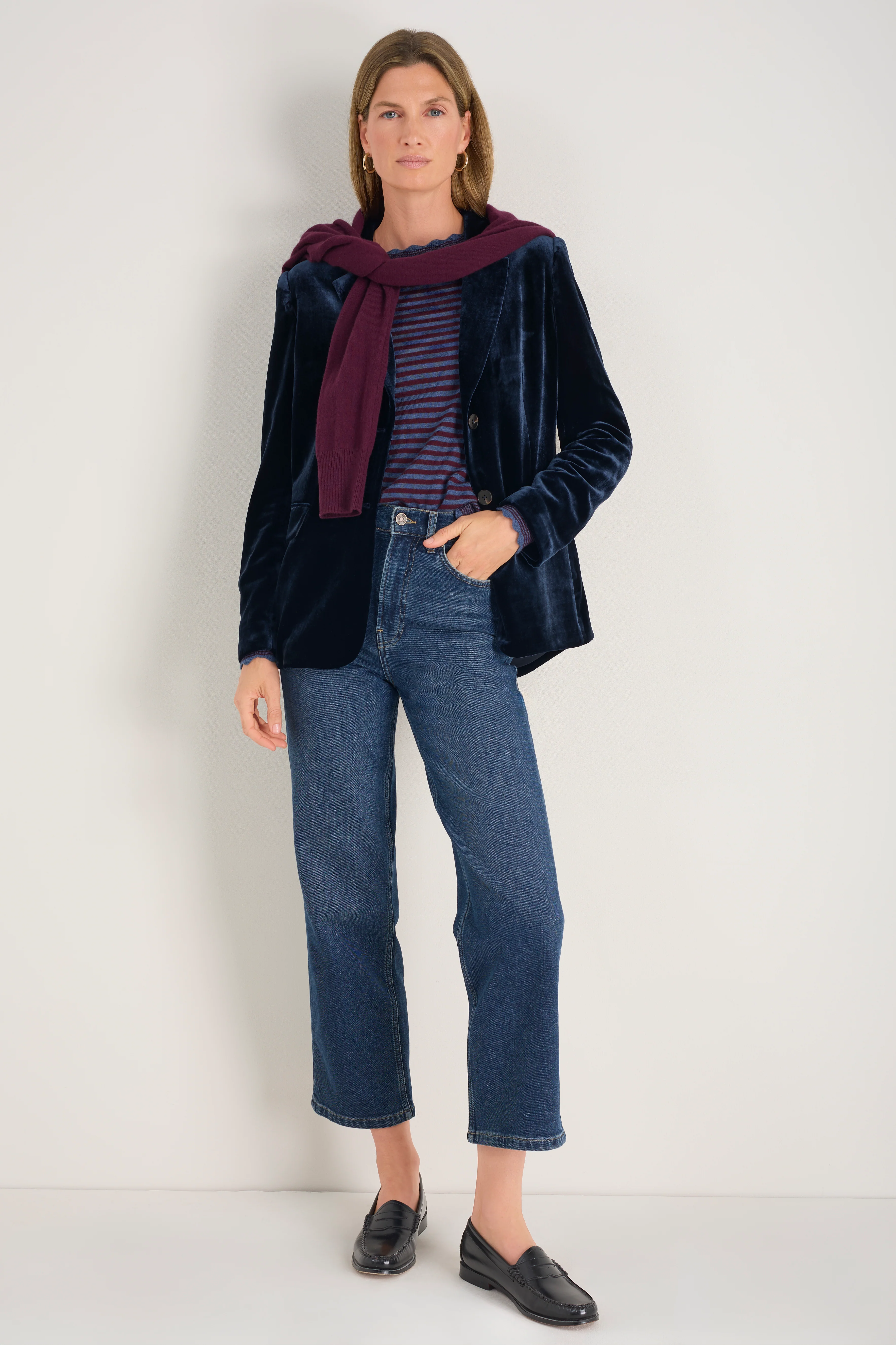 Aurora Silk Velvet Jacket - Midnight - Image 6