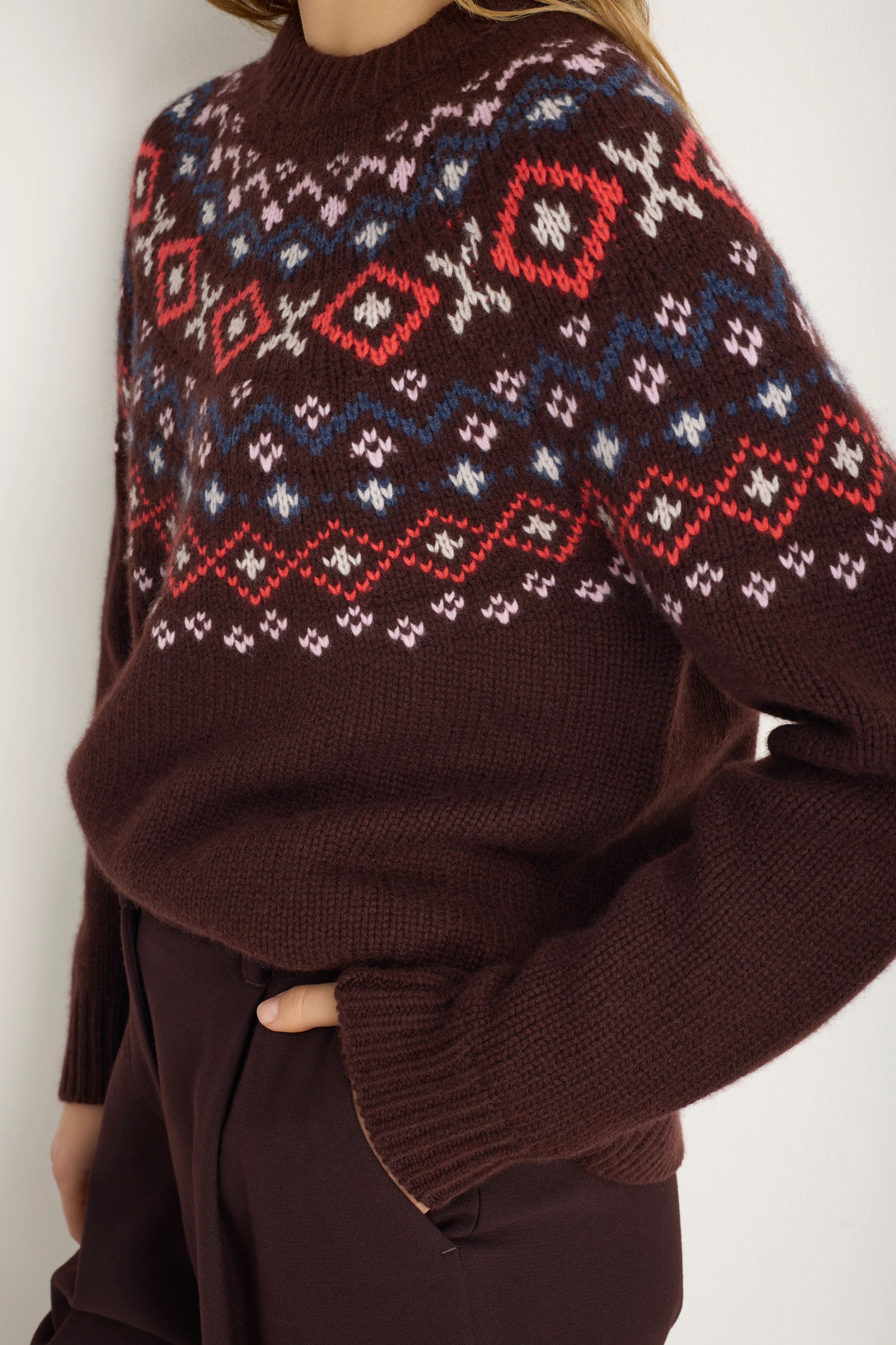 Beau Fairisle Jumper - Cocoa Fairisle - Image 2