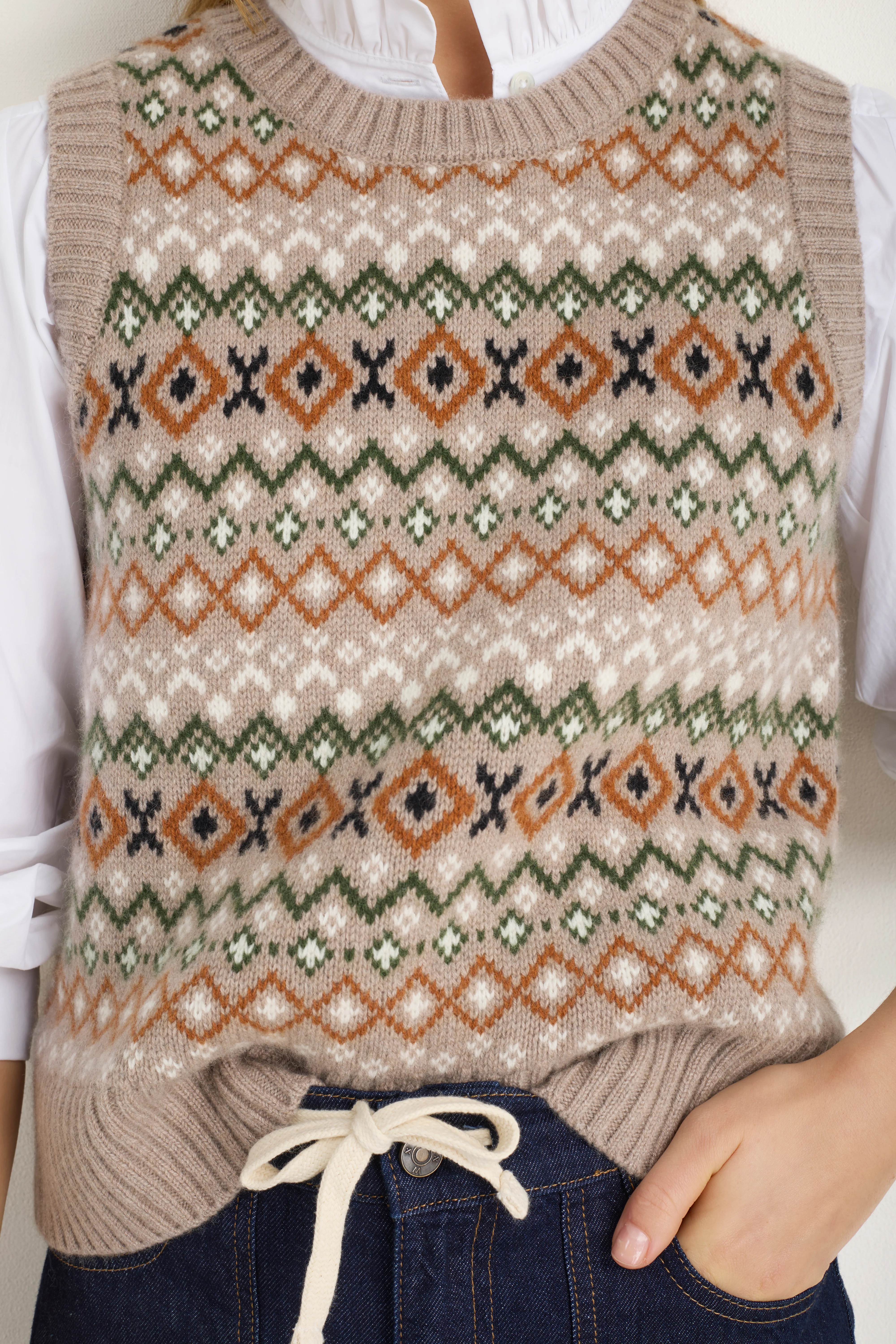 Beau Fairisle Tank - Oat Fairisle - Image 2