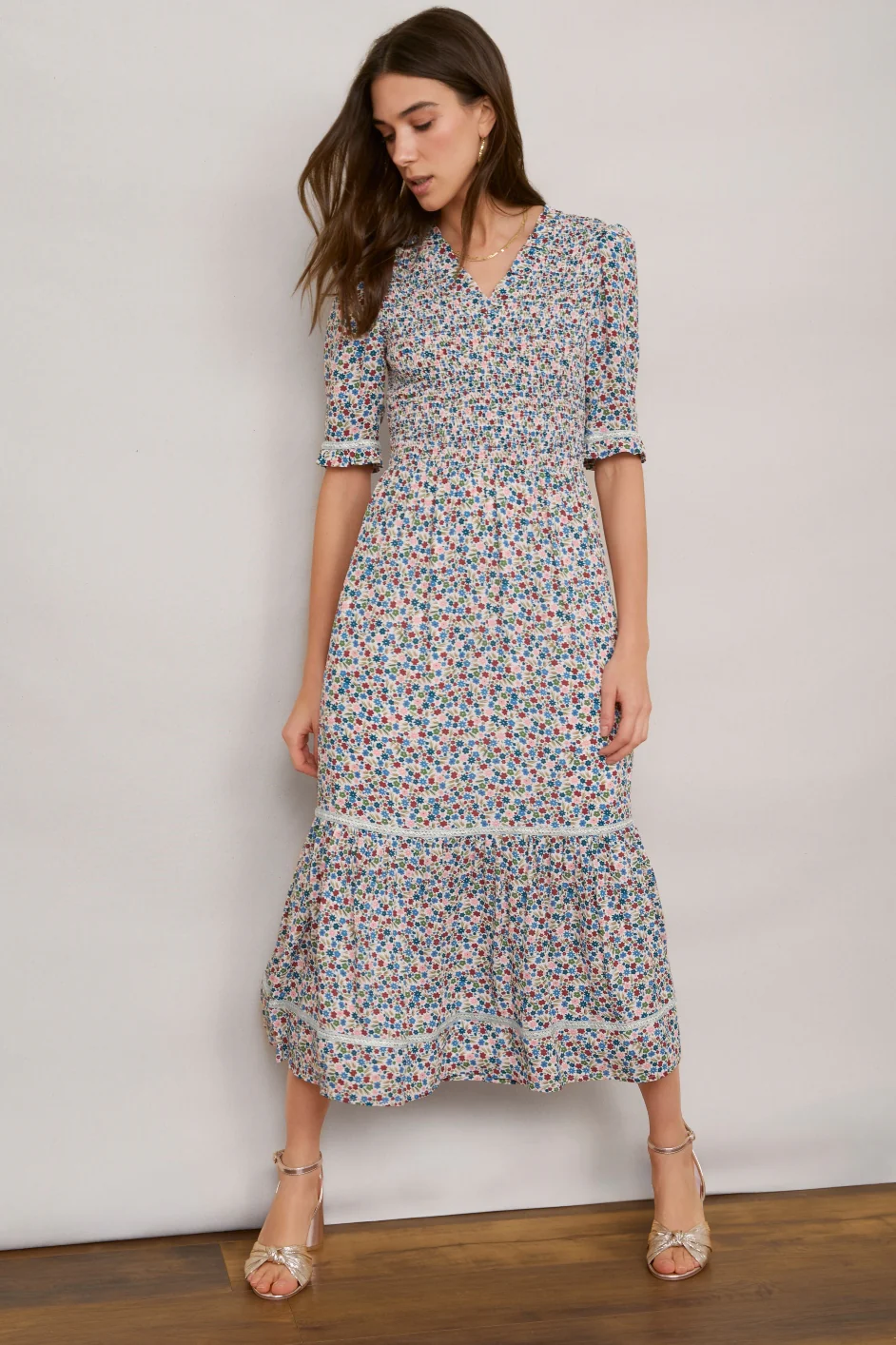 Betty Dress - Ivory Ditsy Floral - Image 2