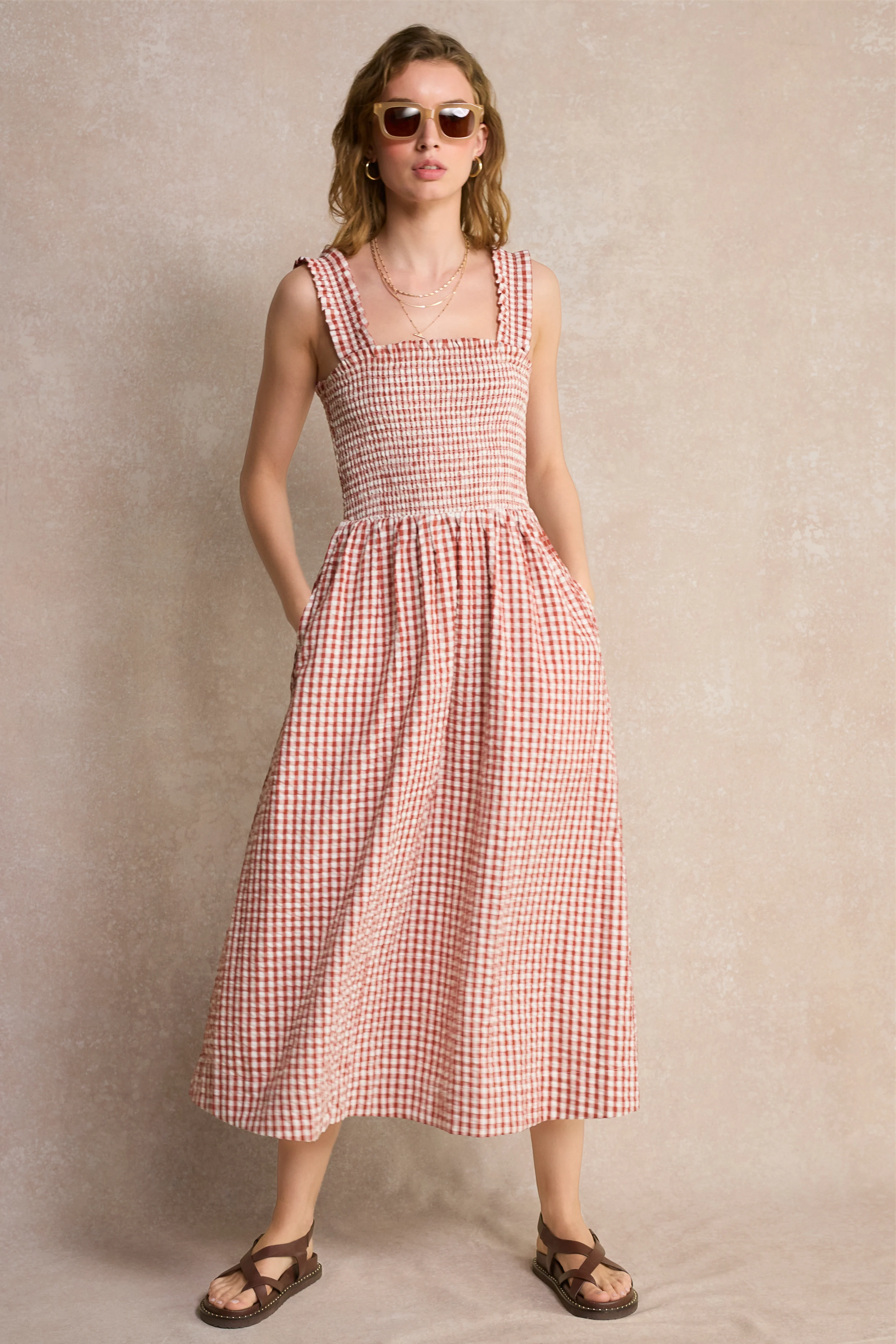 Bliss Dress - Cinnamon Red/Ivory Gingham - Image 4