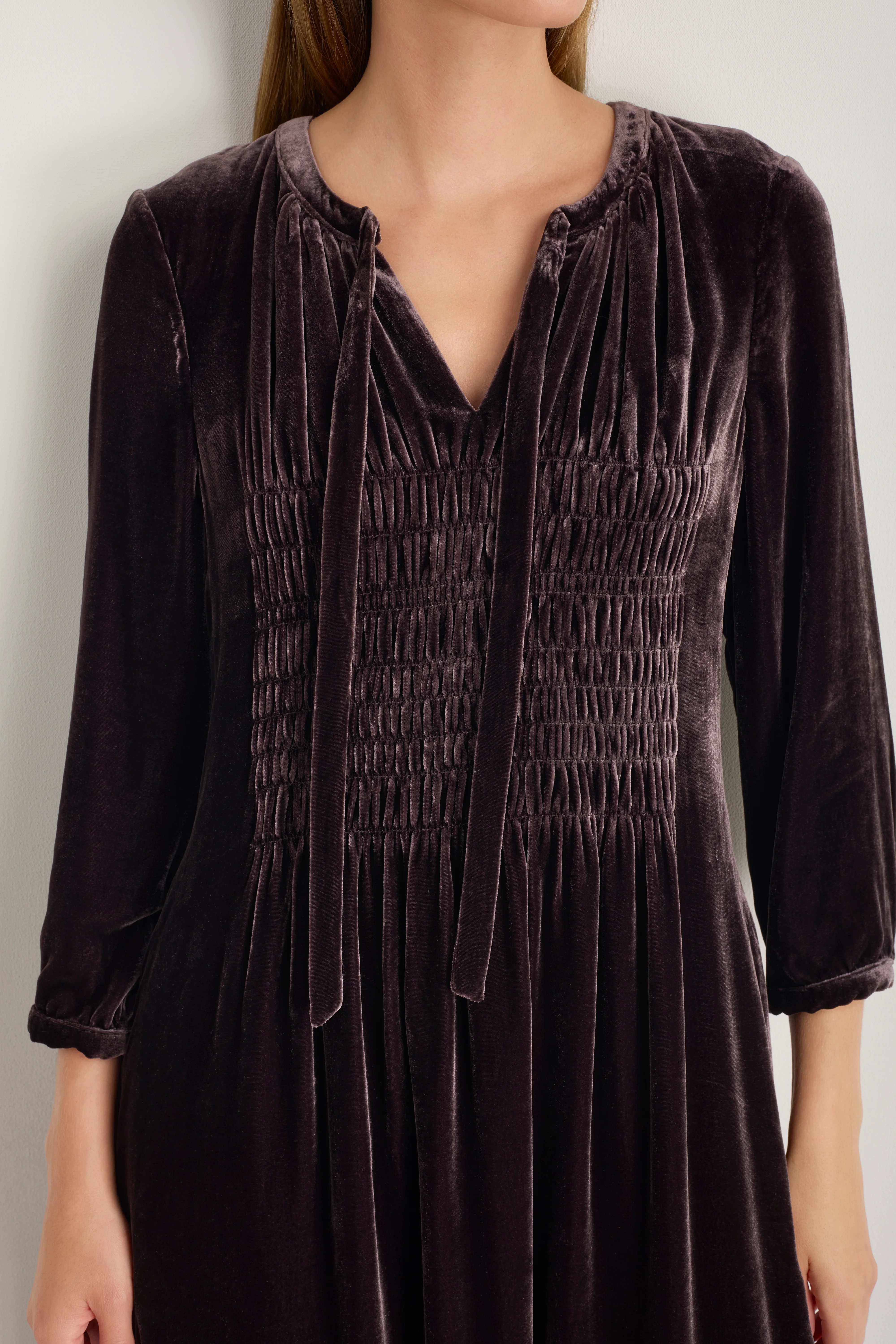 Bree Silk Velvet Dress - Aubergine - Image 2