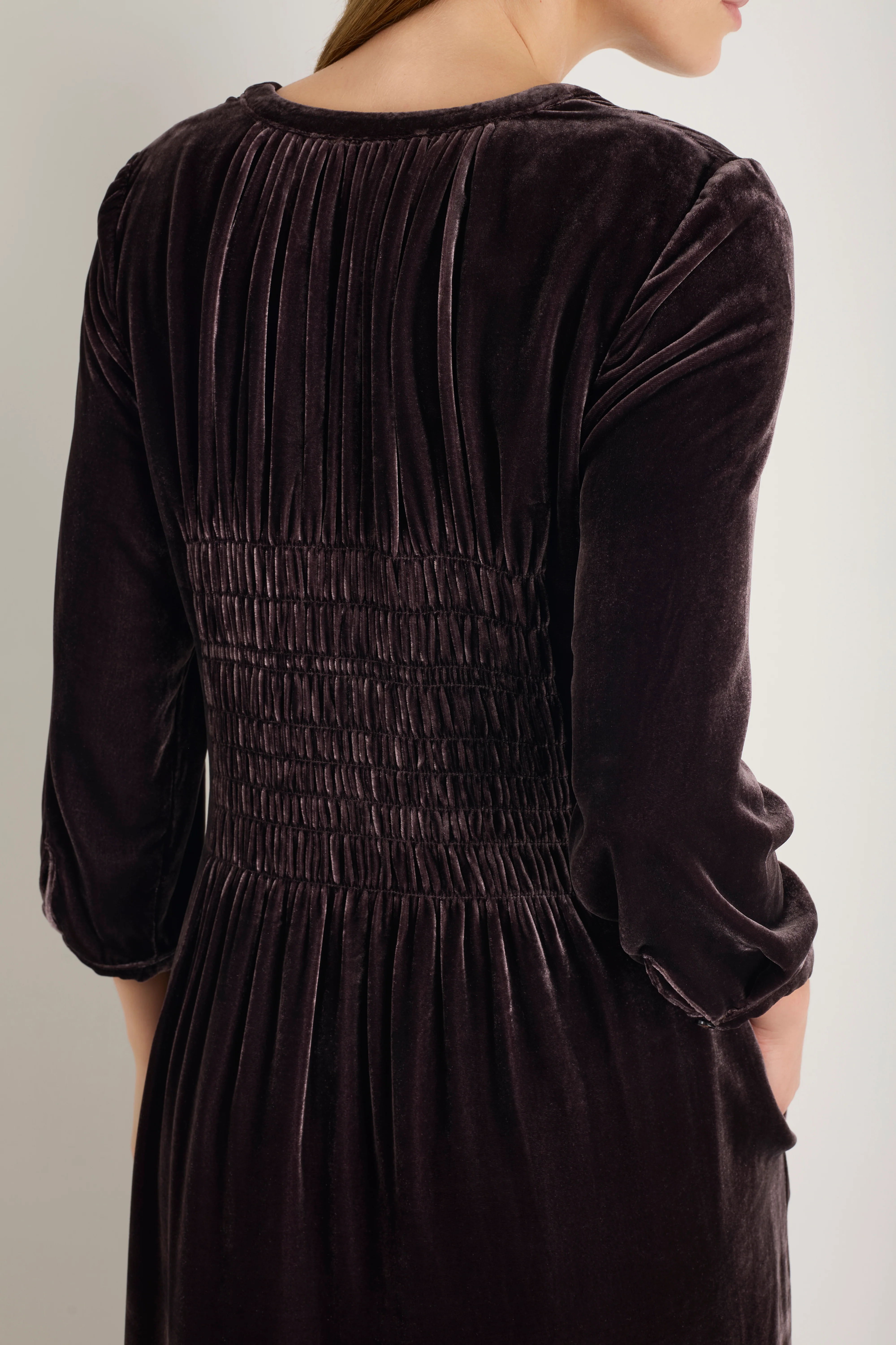 Bree Silk Velvet Dress - Aubergine - Image 4