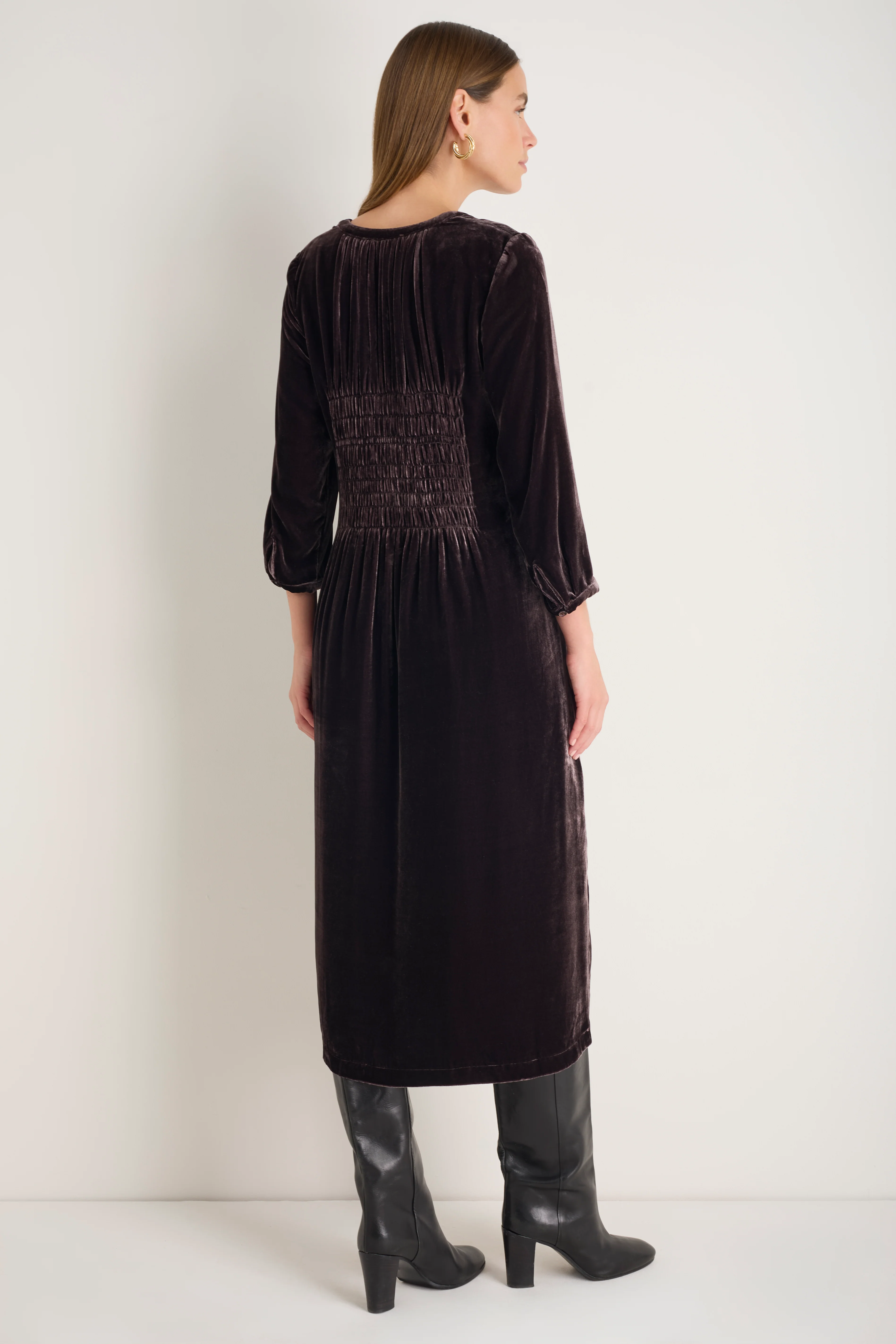 Bree Silk Velvet Dress - Aubergine - Image 5