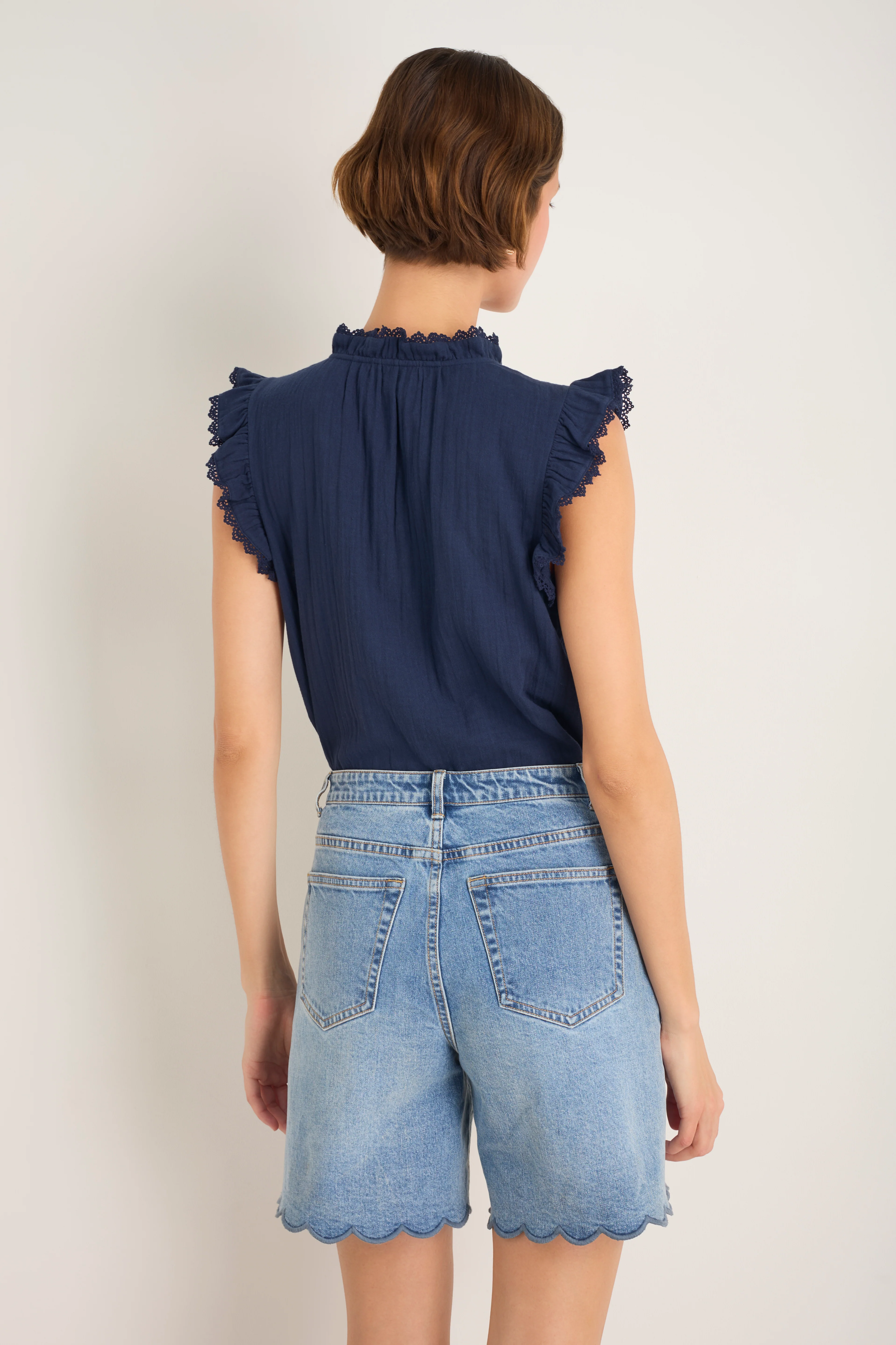 Brielle Long Scallop Short - Mid Wash - Image 3