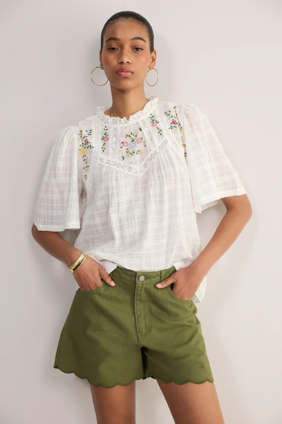 Brielle Long Soft Scallop Short - Olive