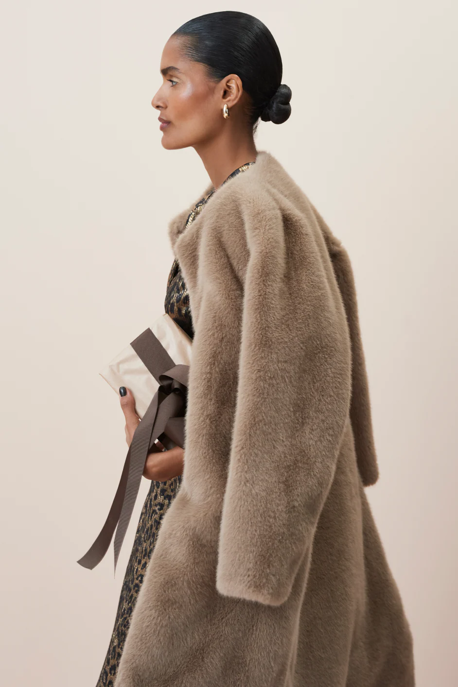 Cameron Long Length Faux Fur Coat - Mink - Image 6