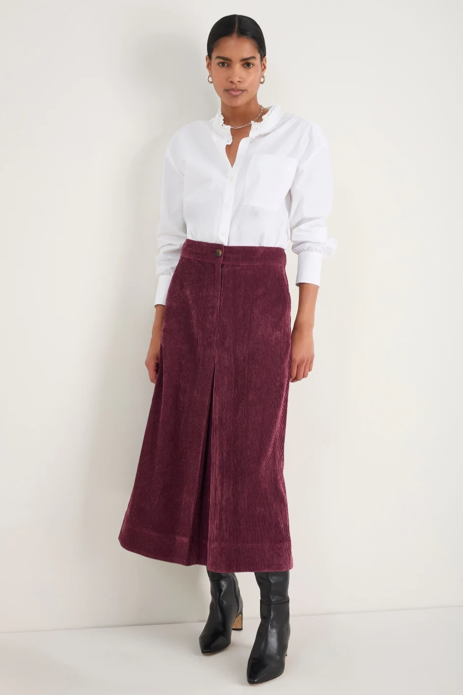 Carina Cord Skirt - Merlot