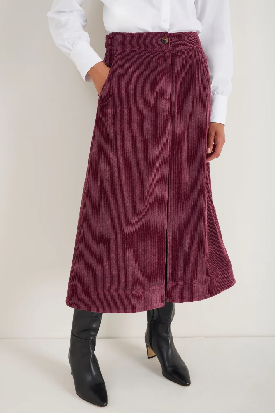 Carina Cord Skirt - Merlot - Image 2