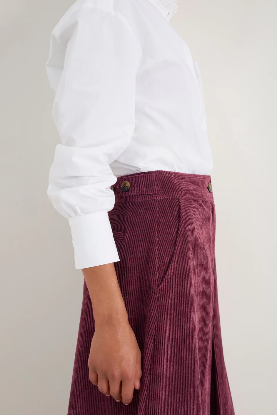 Carina Cord Skirt - Merlot - Image 3
