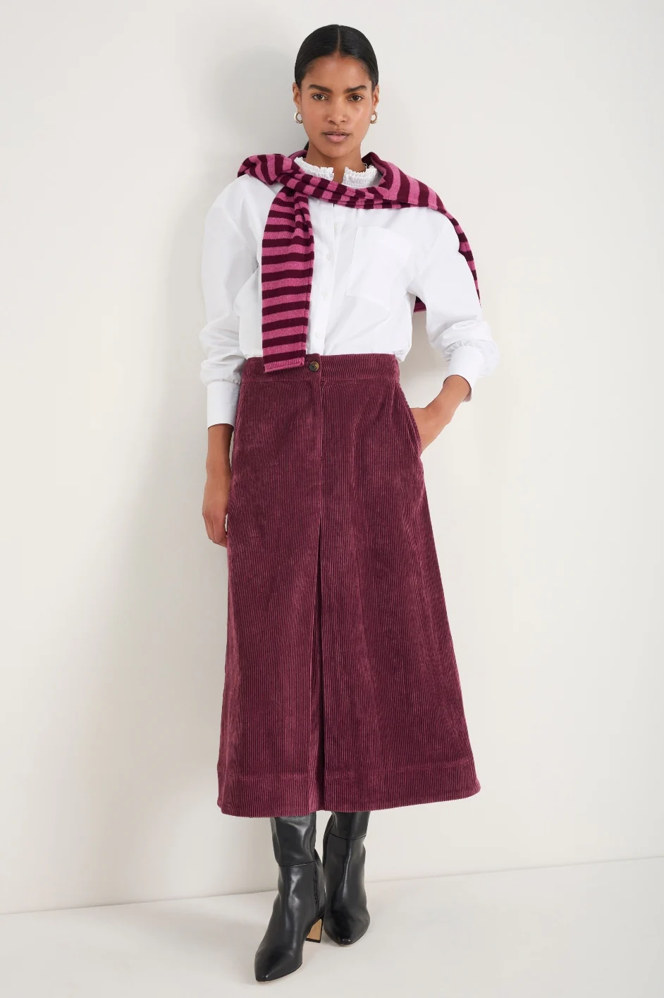 Carina Cord Skirt - Merlot - Image 4