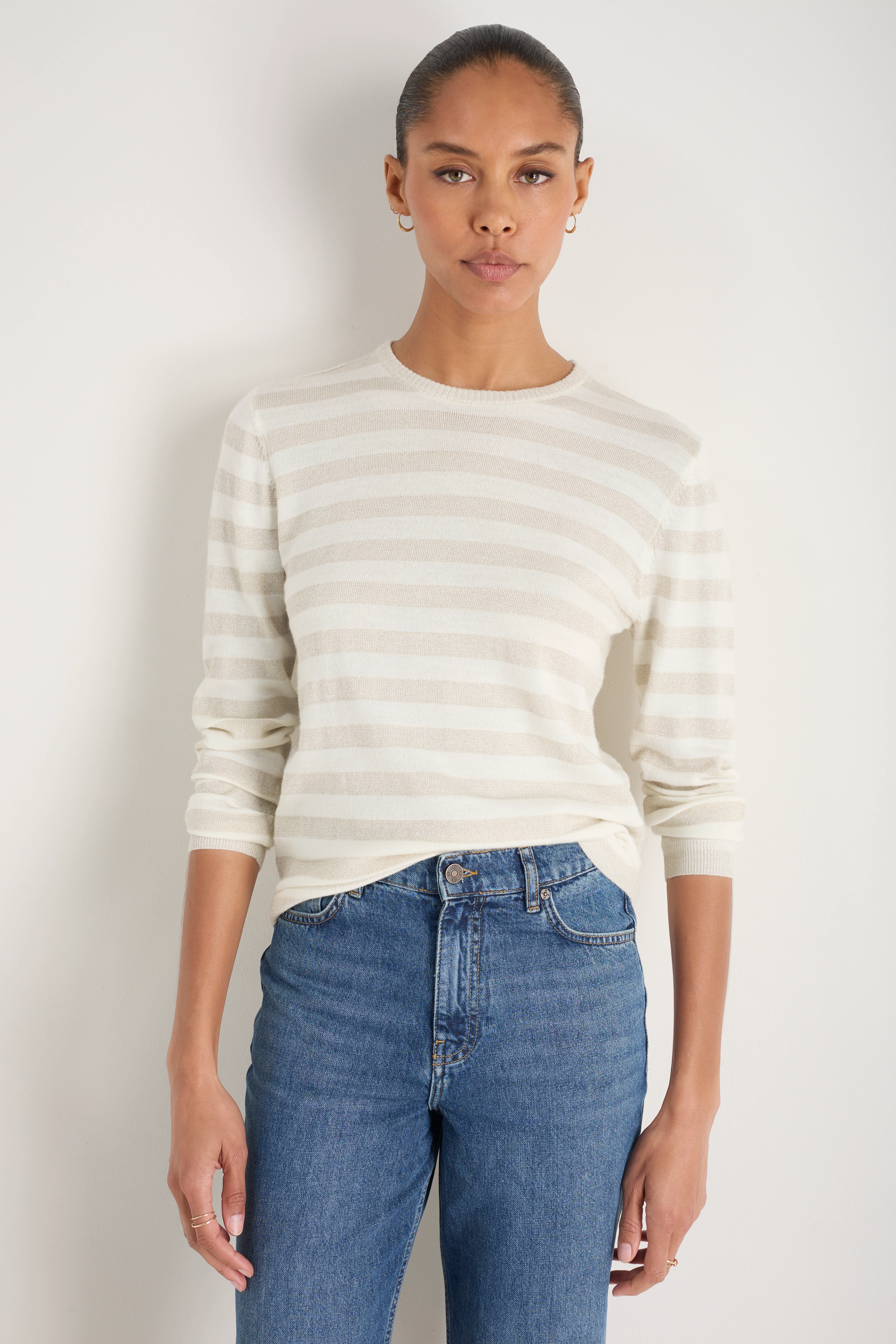 Cath x WYSE Brigitte Jumper - Ivory/Gold Metallic Stripe - Image 4