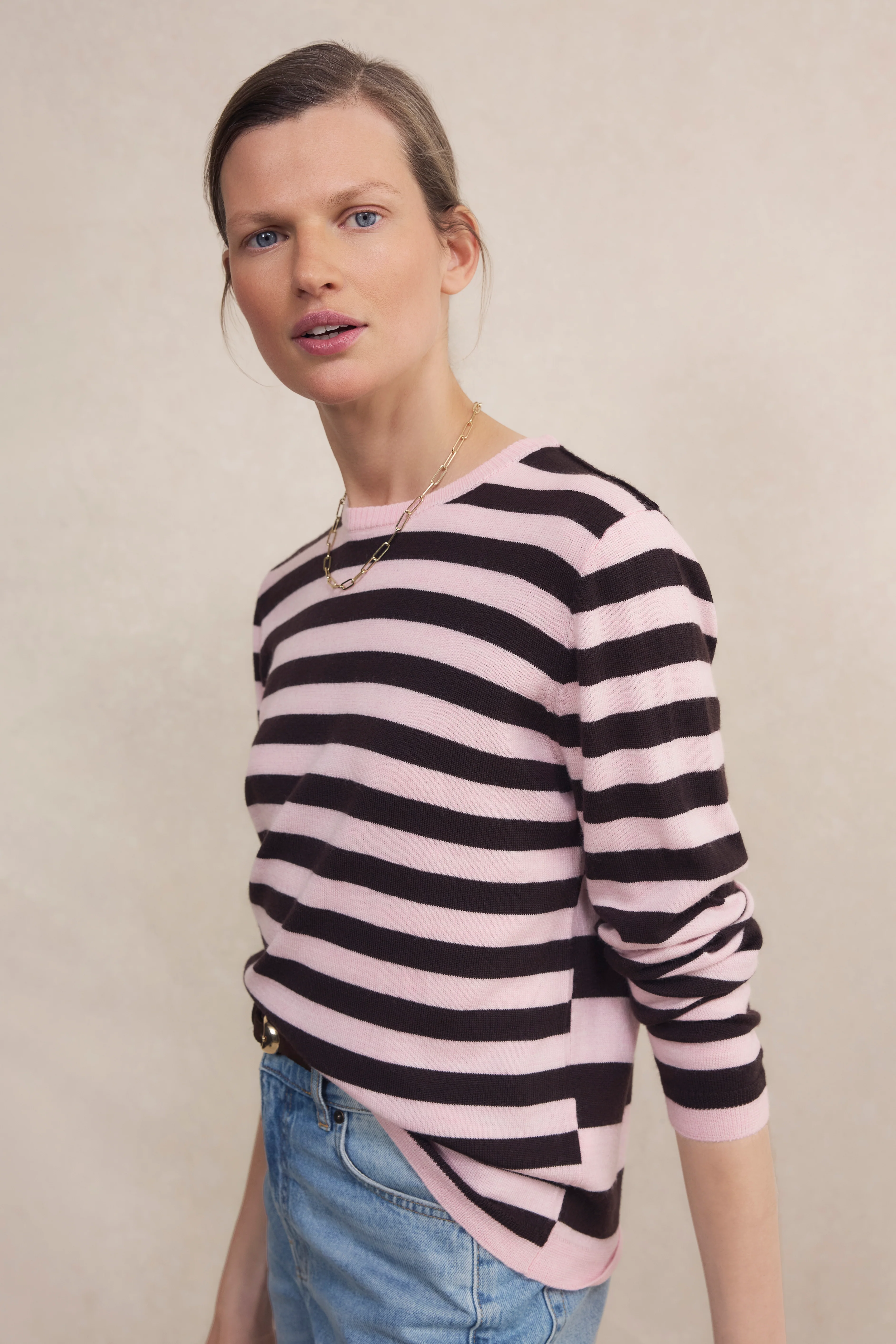 Cath x WYSE Brigitte Jumper - Brown/Pink Stripe - Image 2