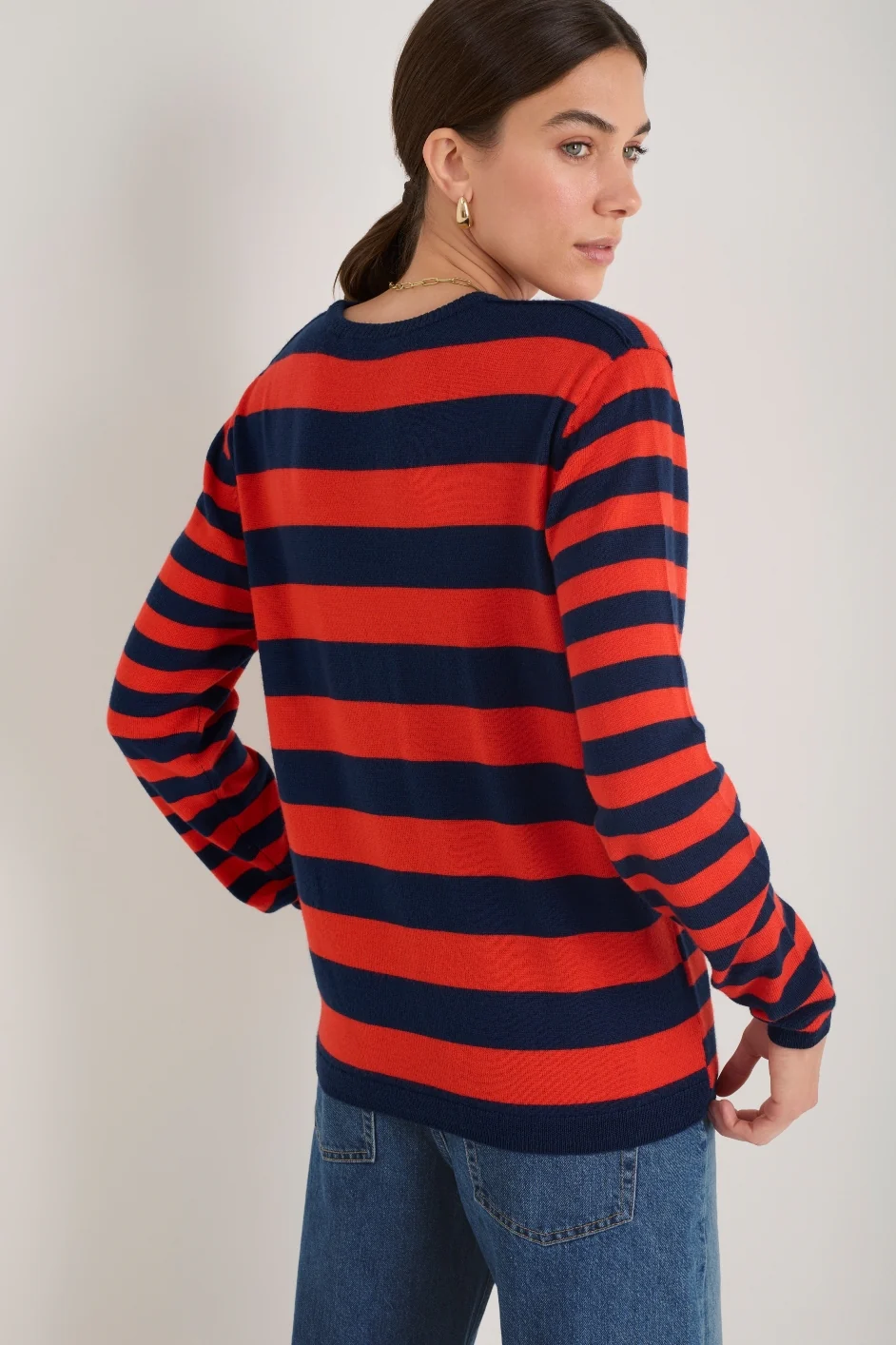 Cath x WYSE Brigitte Jumper - Tomato Red/Midnight Stripe - Image 4