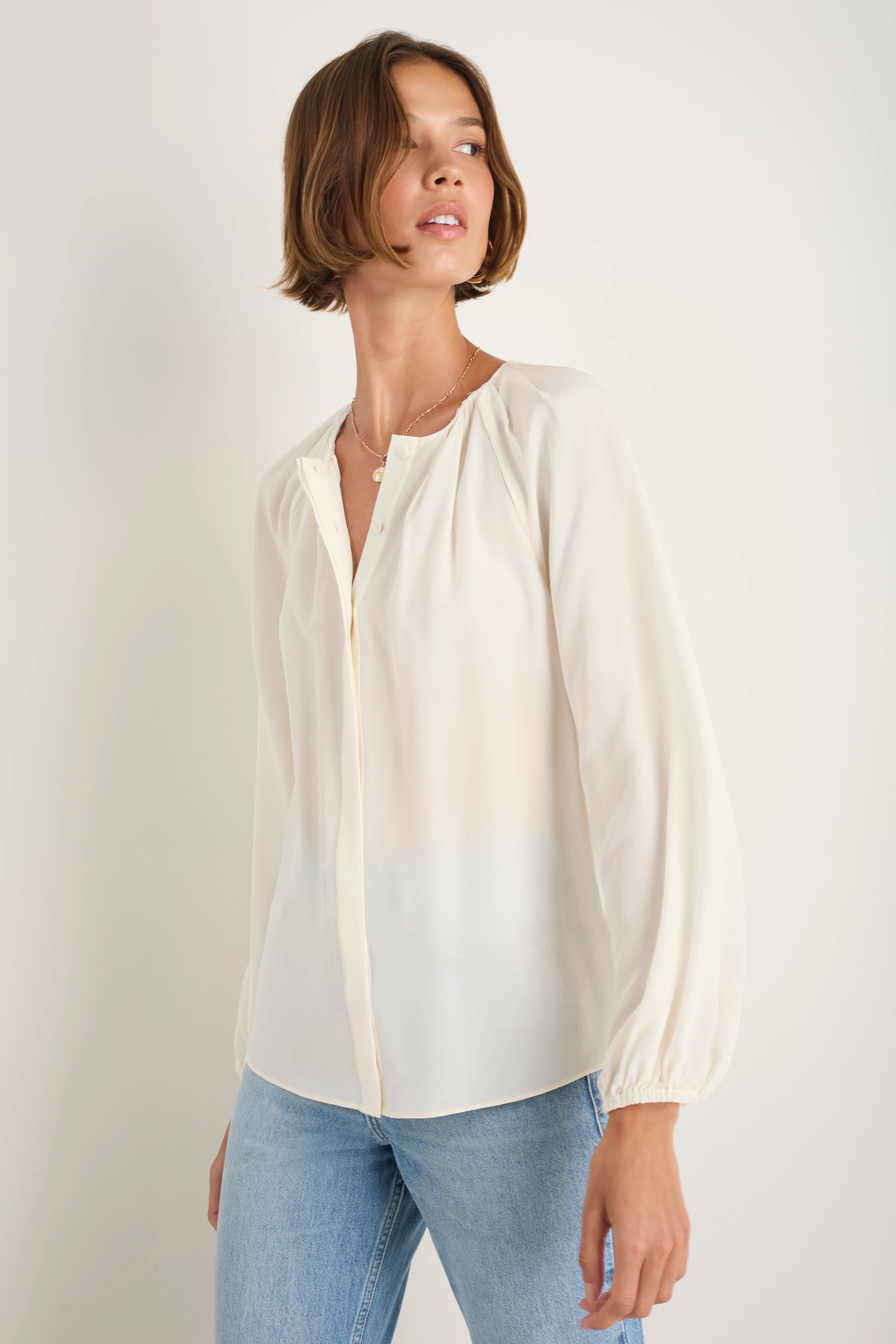 Cath x WYSE Elizabeth Silk Blouse - Ivory - Image 3
