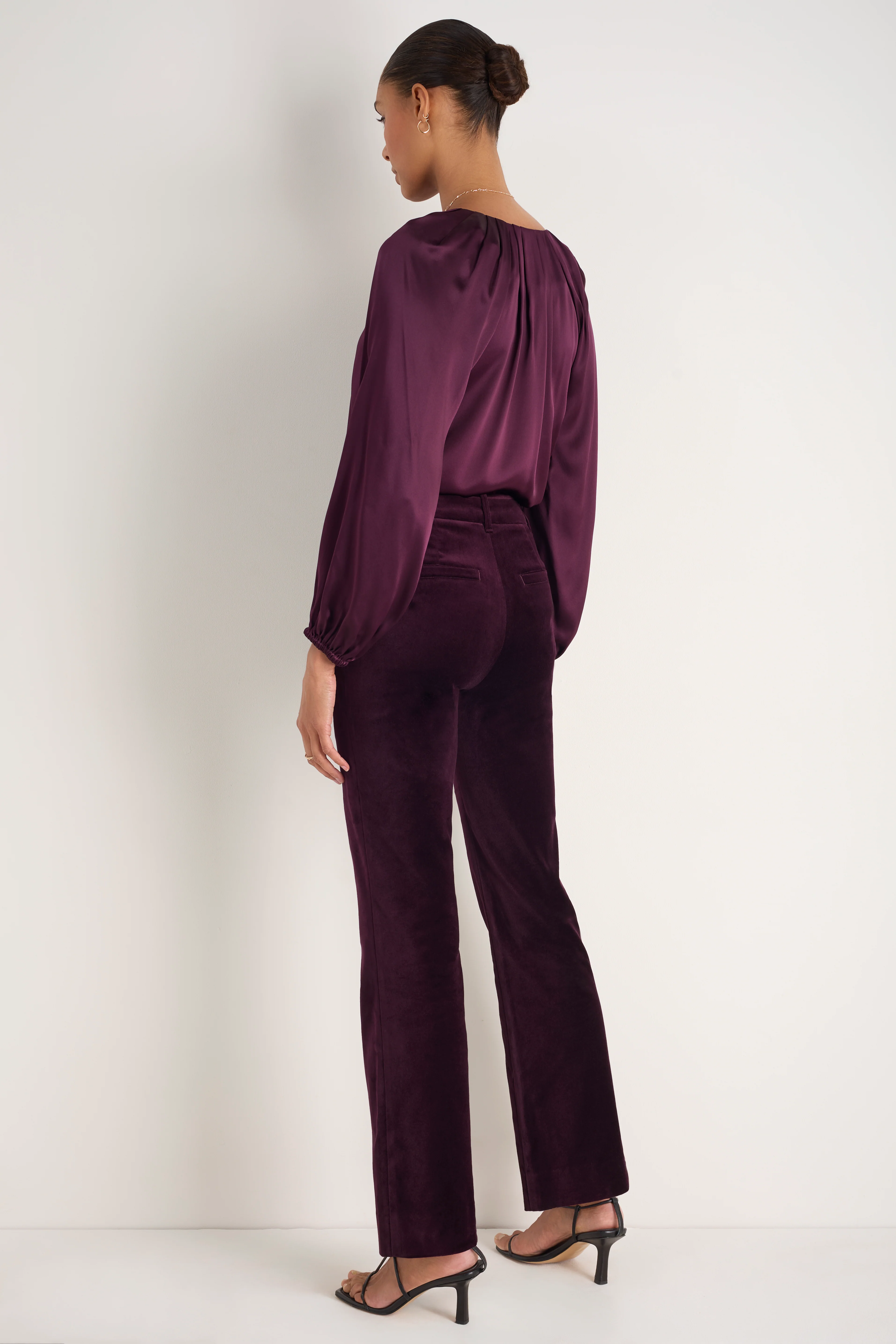 Cath x WYSE Taylor Cotton Velvet Bootcut Trouser - Deep Fig - Image 4