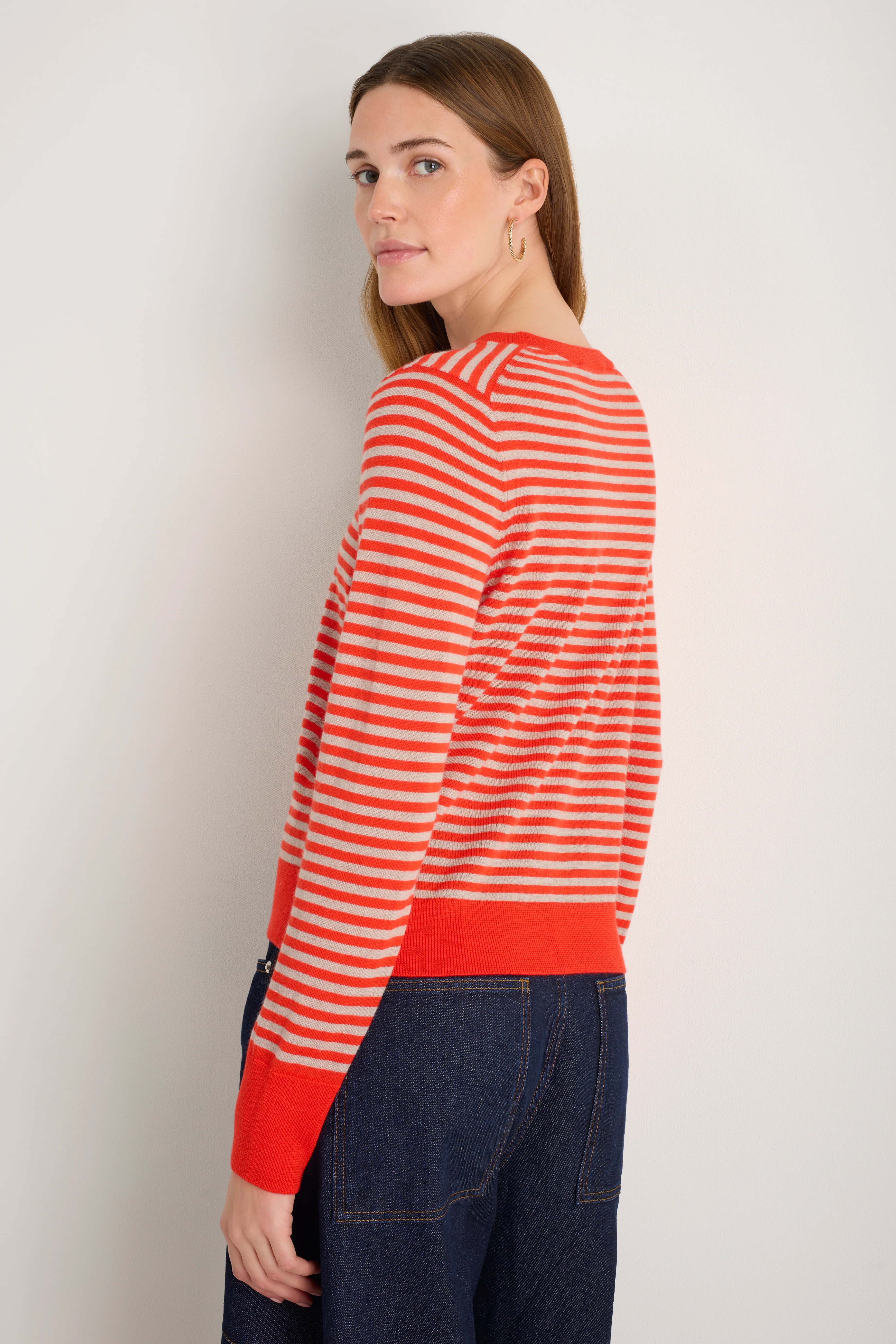 Catrin Jumper - Bitter Orange/Oat Micro Stripe - Image 3
