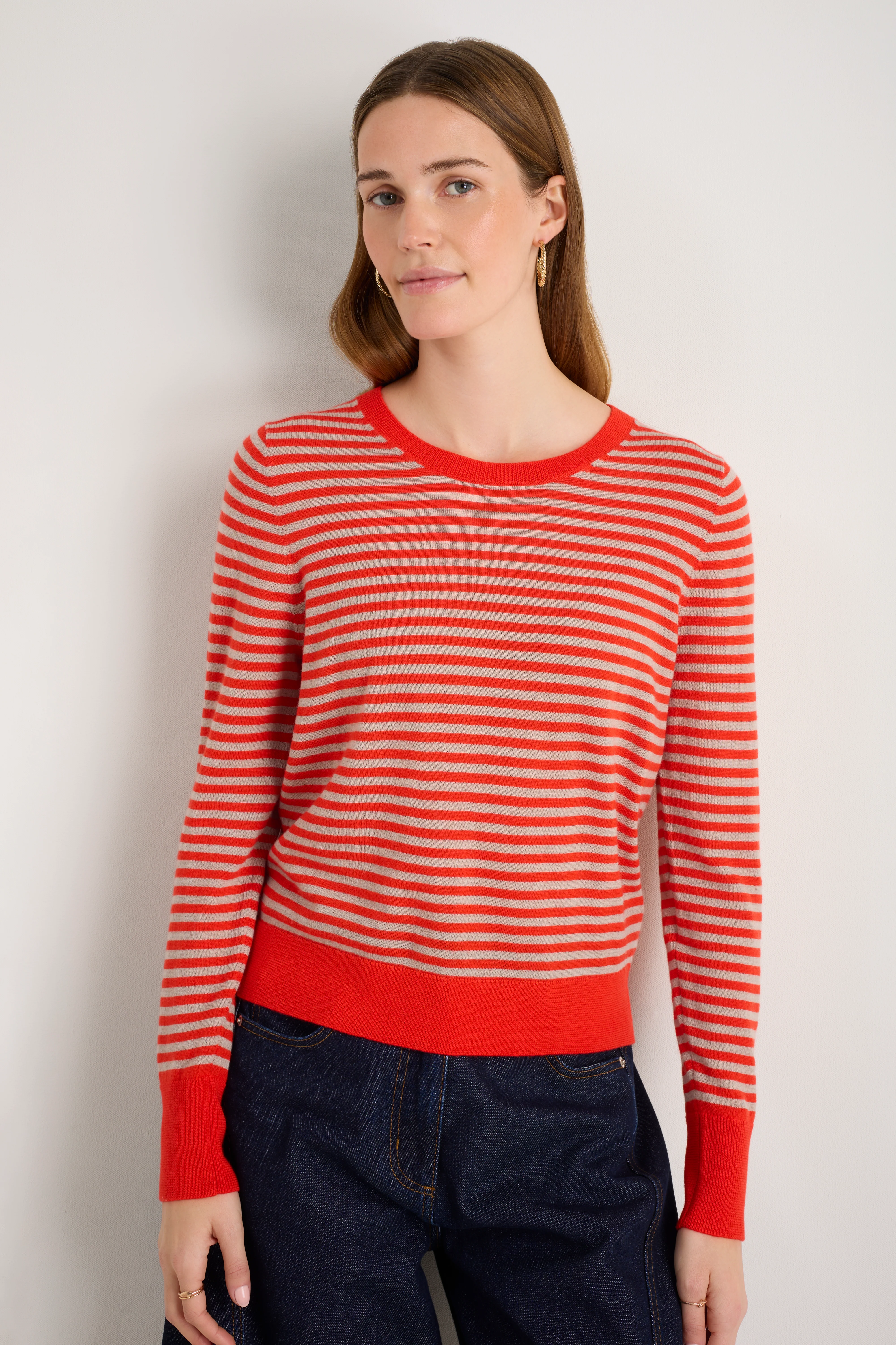 Catrin Jumper - Bitter Orange/Oat Micro Stripe - Image 5