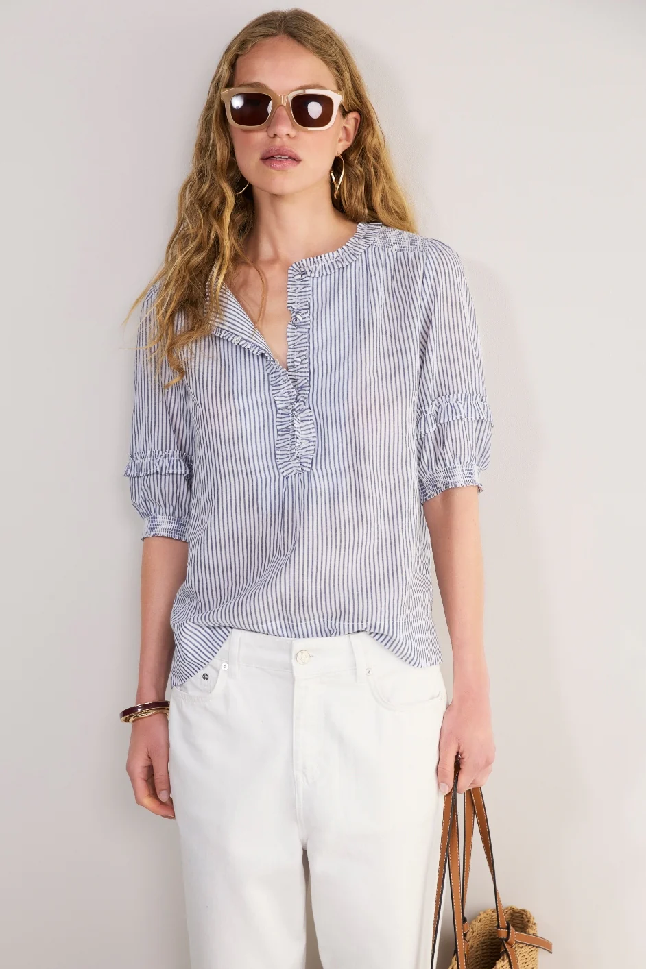 Cecelie Blouse - Blue/Ivory Stripe - Image 4