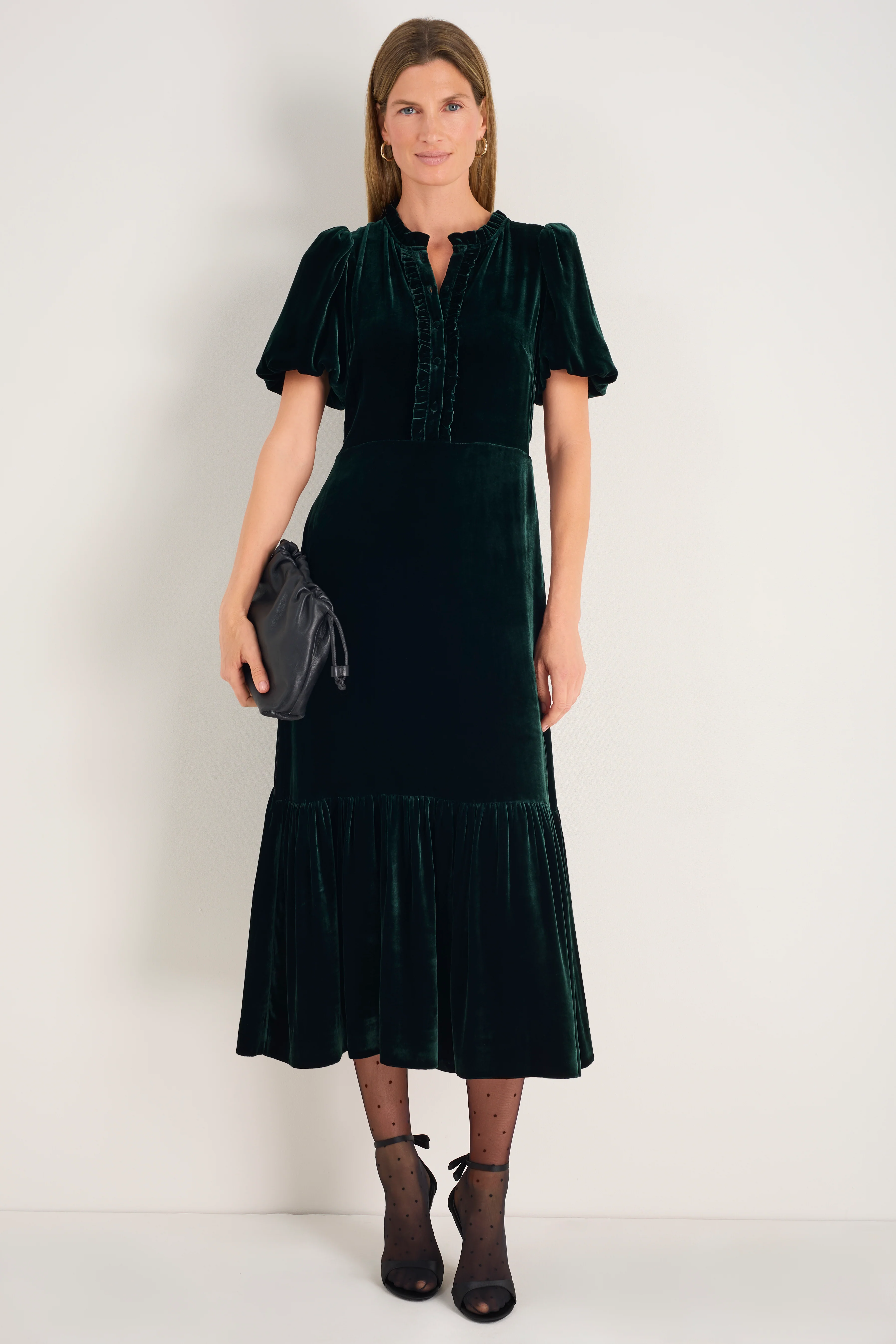 Celeste Silk Velvet Dress - Evergreen - Image 4