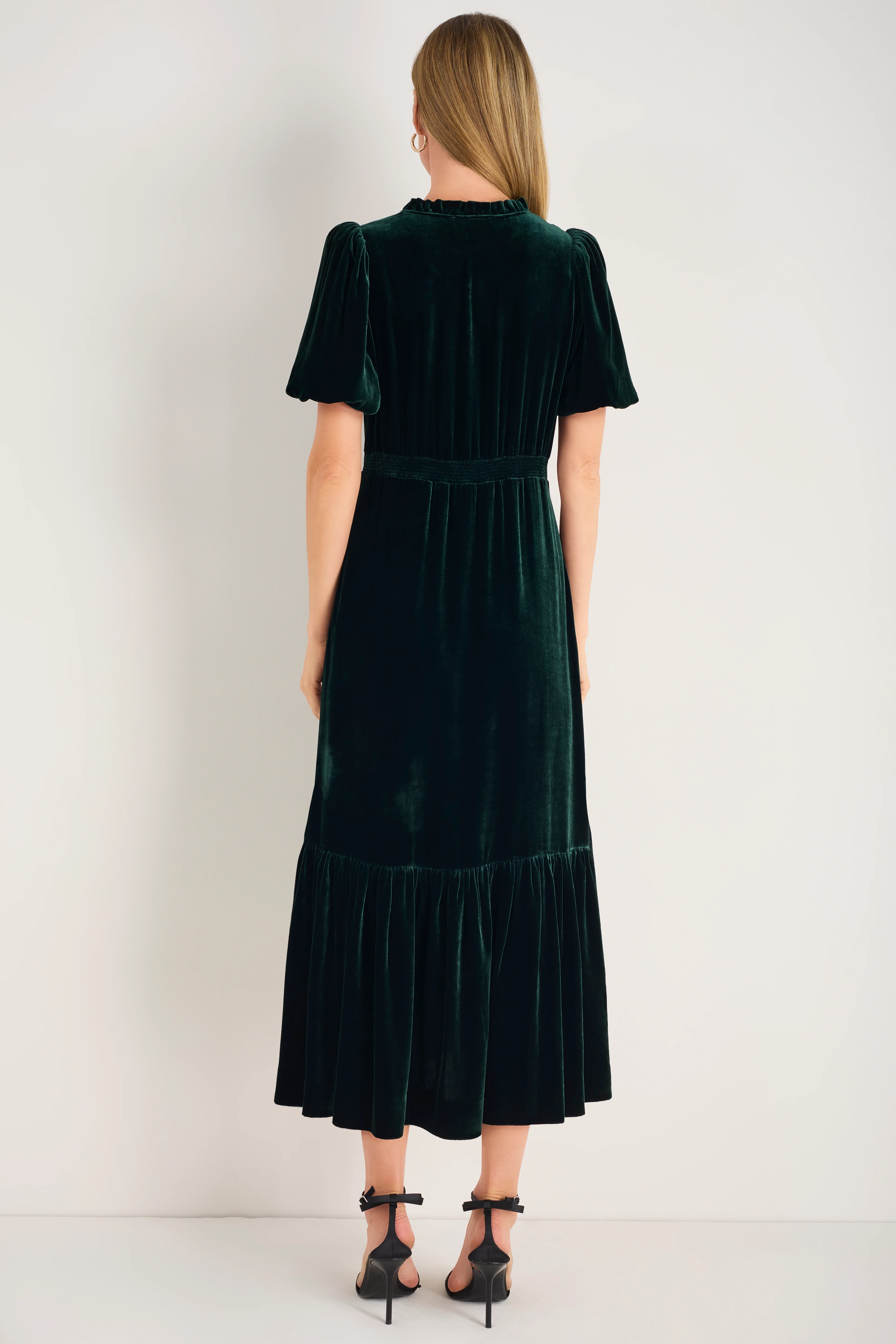 Celeste Silk Velvet Dress - Evergreen - Image 5