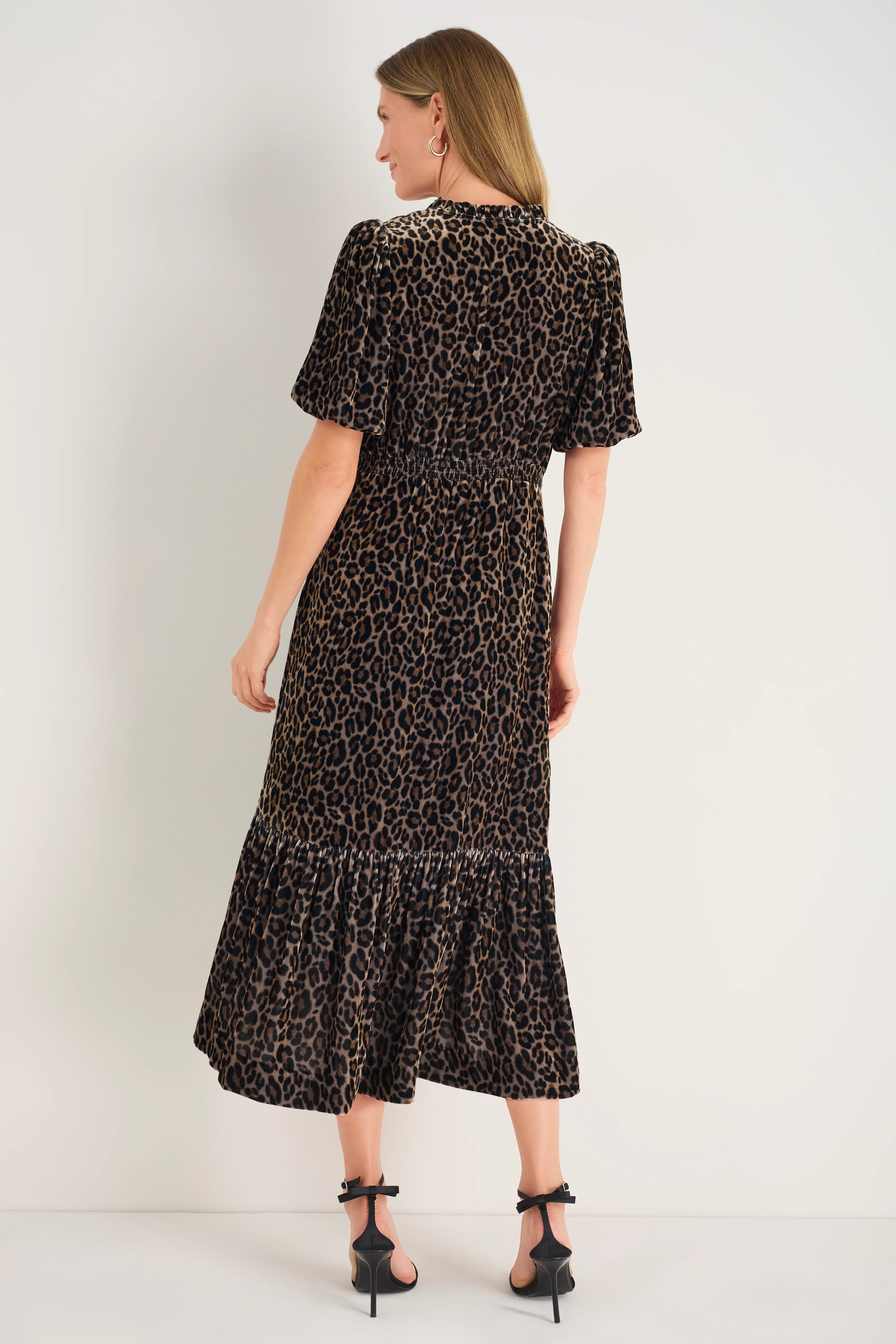Celeste Silk Velvet Dress - Leopard - Image 4
