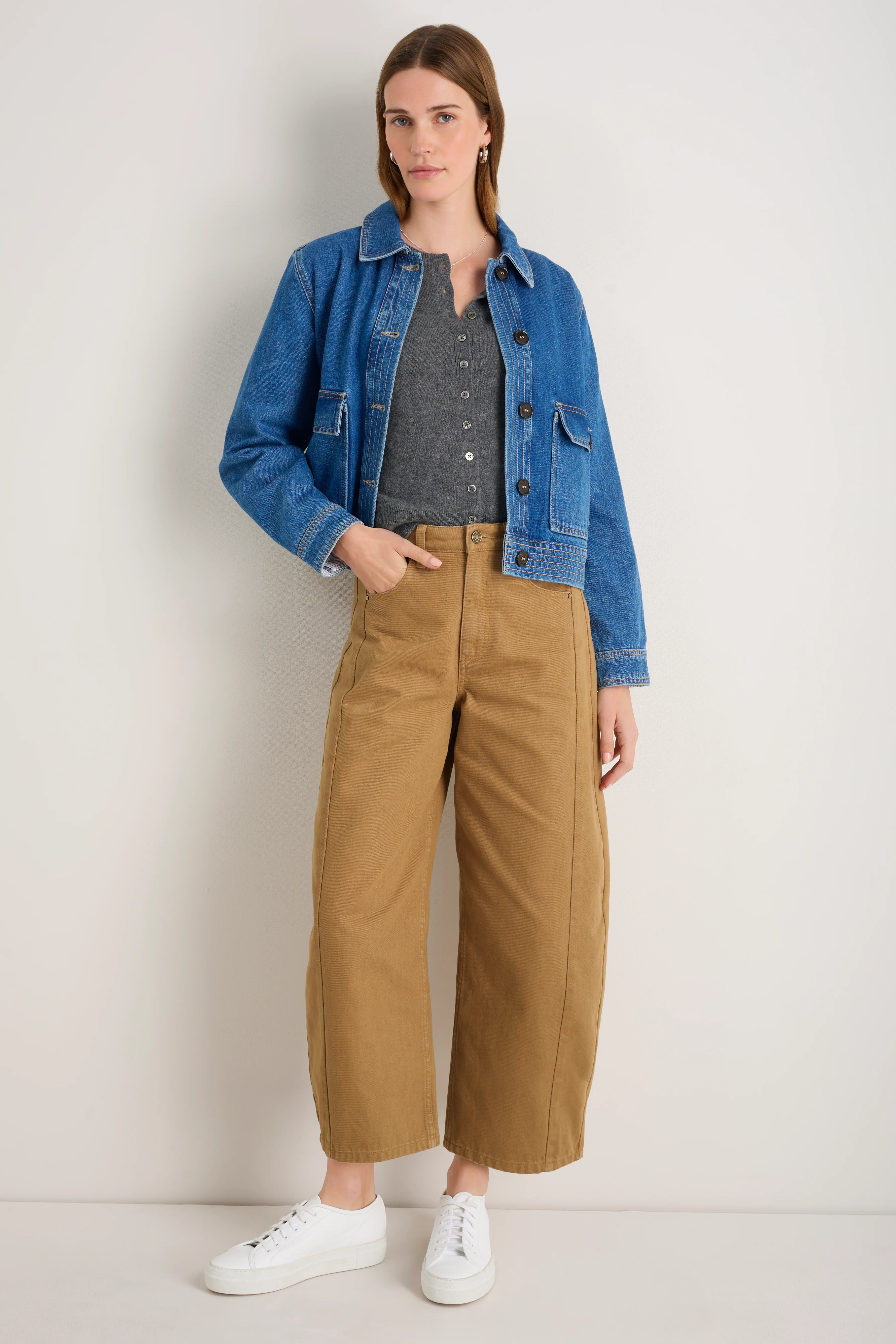 Charlie Curved Pocket Horseshoe Jean - Cumin Brown - Image 5