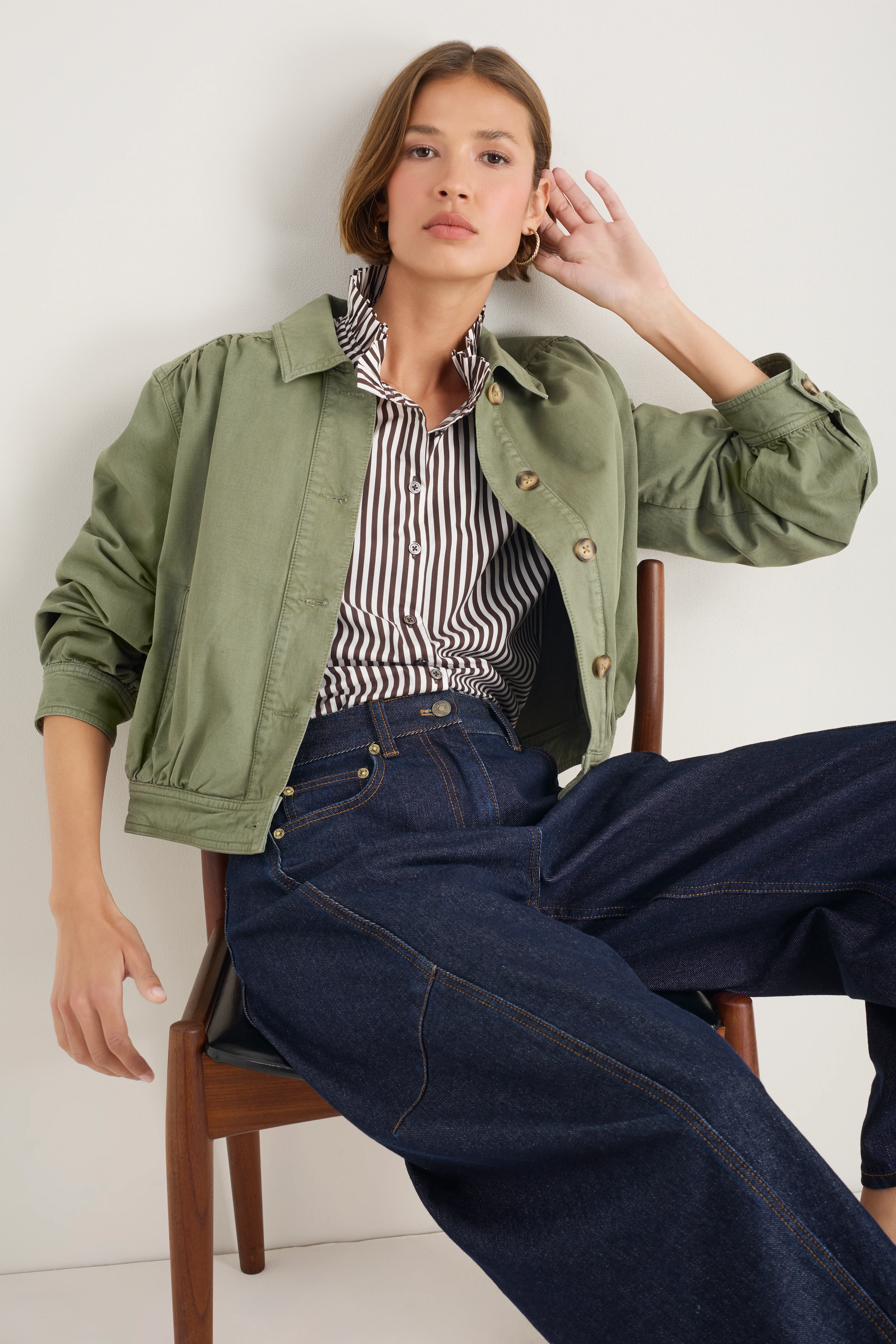 Clemmy Classic Shirt - Cocoa/Ivory Stripe - Image 4