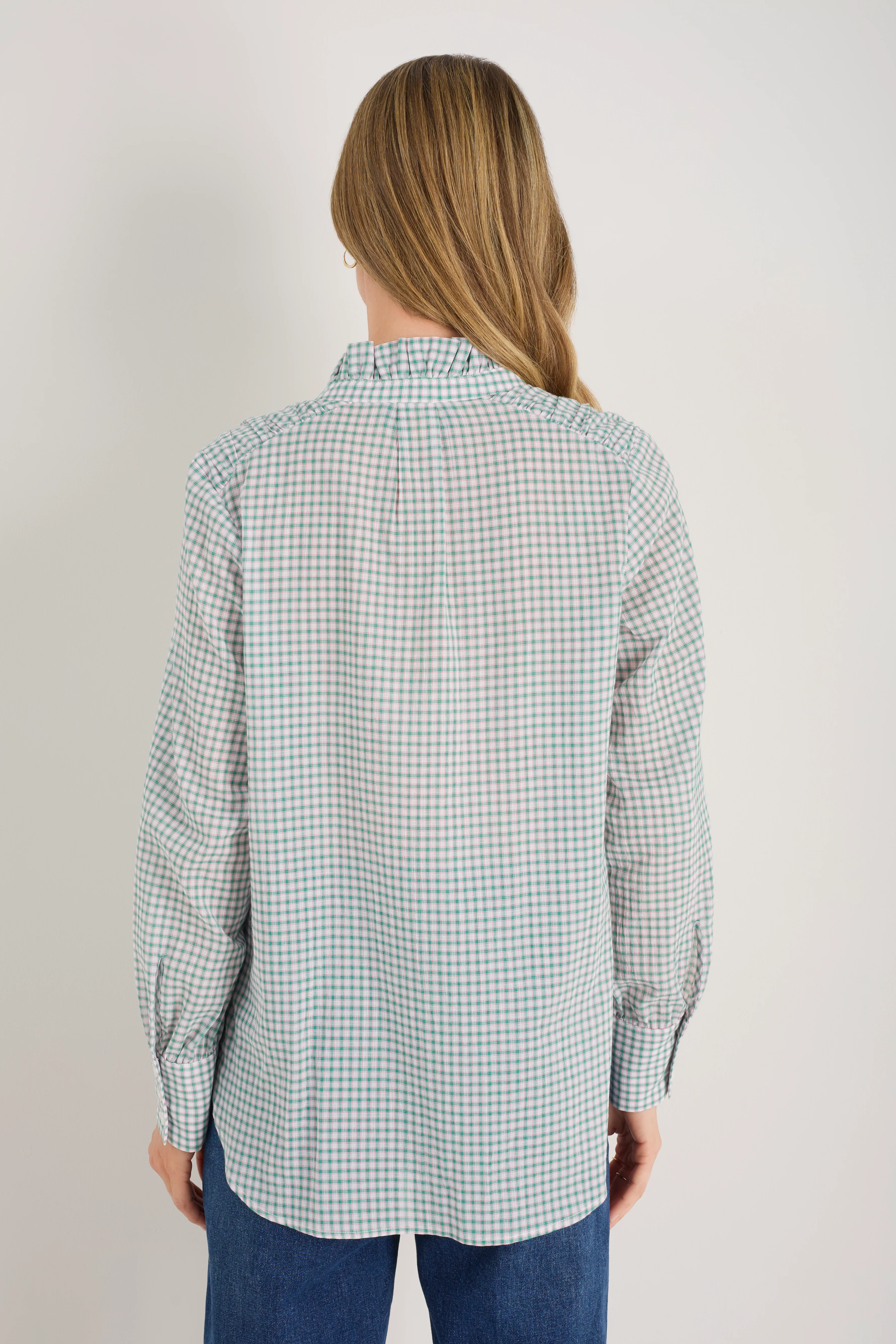 Clemmy Classic Shirt - Green/Pink Check - Image 5