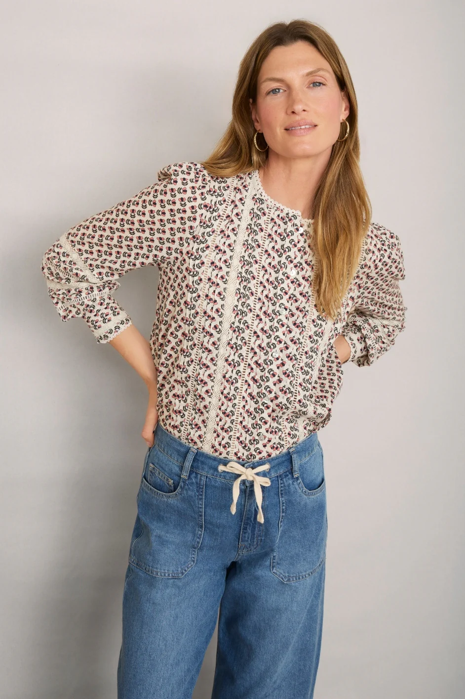 Daphne Printed Blouse - Ivory Woodblock - Image 2