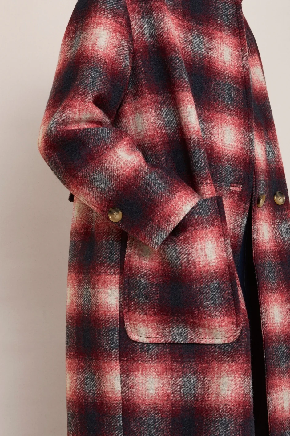 DB x Wyse Check Wool Coat - Multi - Image 3