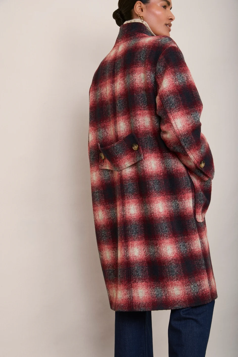 DB x Wyse Check Wool Coat - Multi - Image 4