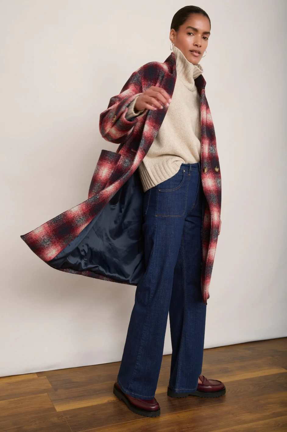 DB x Wyse Check Wool Coat - Multi - Image 6