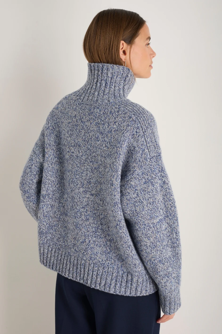 DB x WYSE Chunky Funnel Neck Jumper - Blue Mouline - Image 4