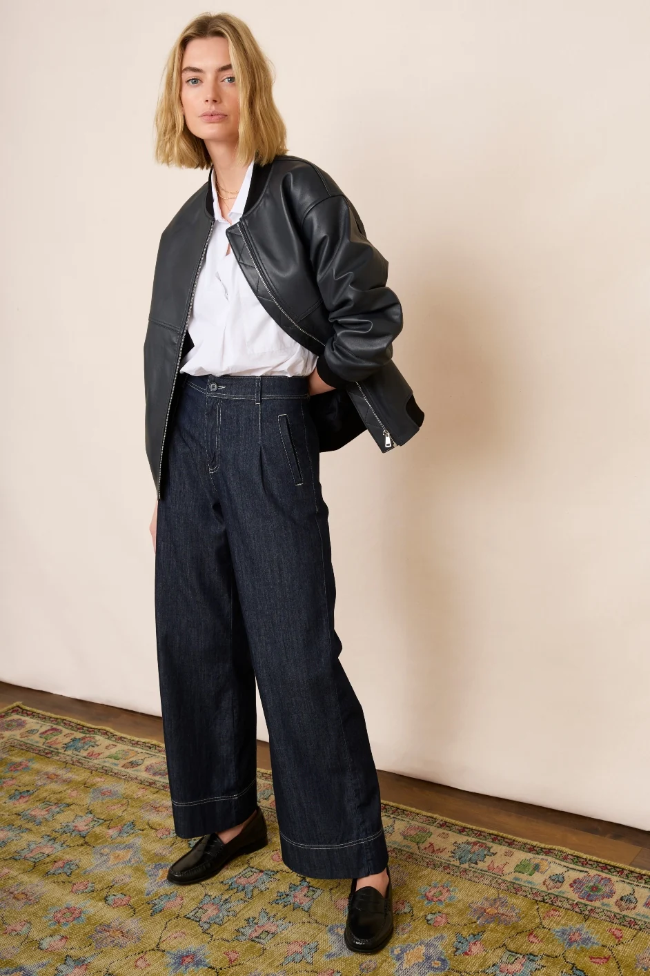 DB X Wyse Wide Leg Pleat Jean - Rinse Wash - Image 3