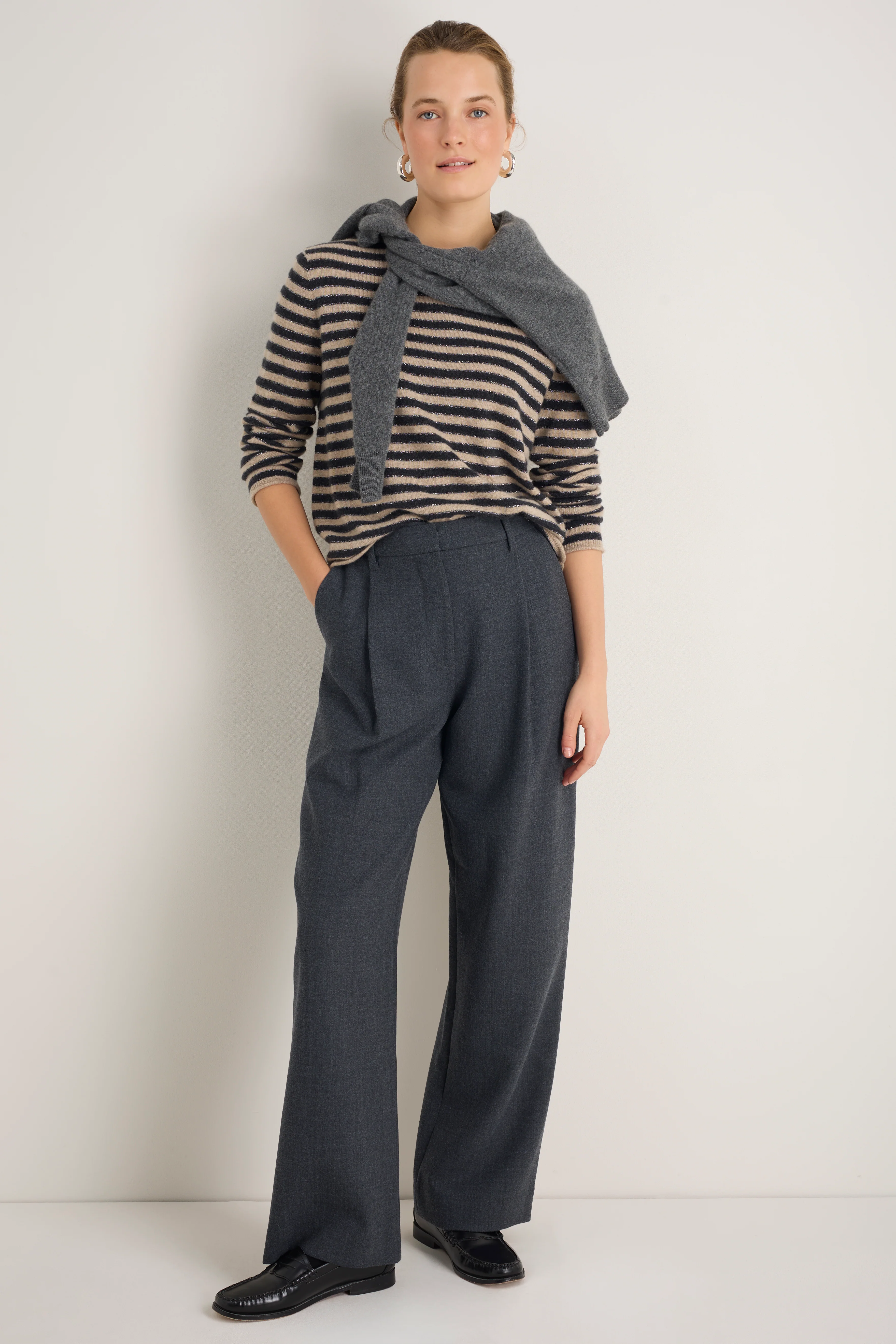 DB x WYSE Wool Blend Pleated Trouser - Charcoal Grey