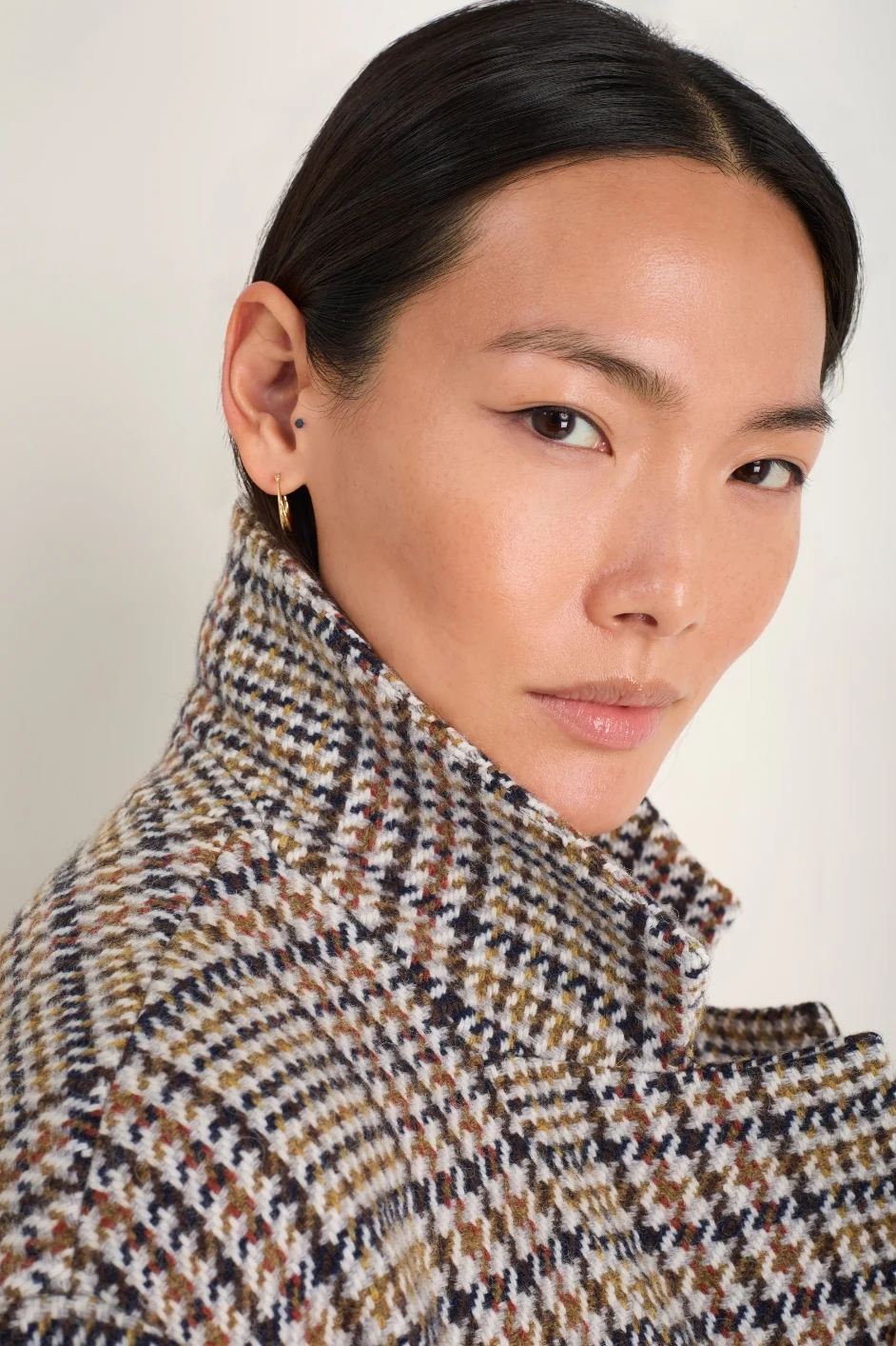 Dylan Wool Blend Coat - Sand/Brown Check - Image 4