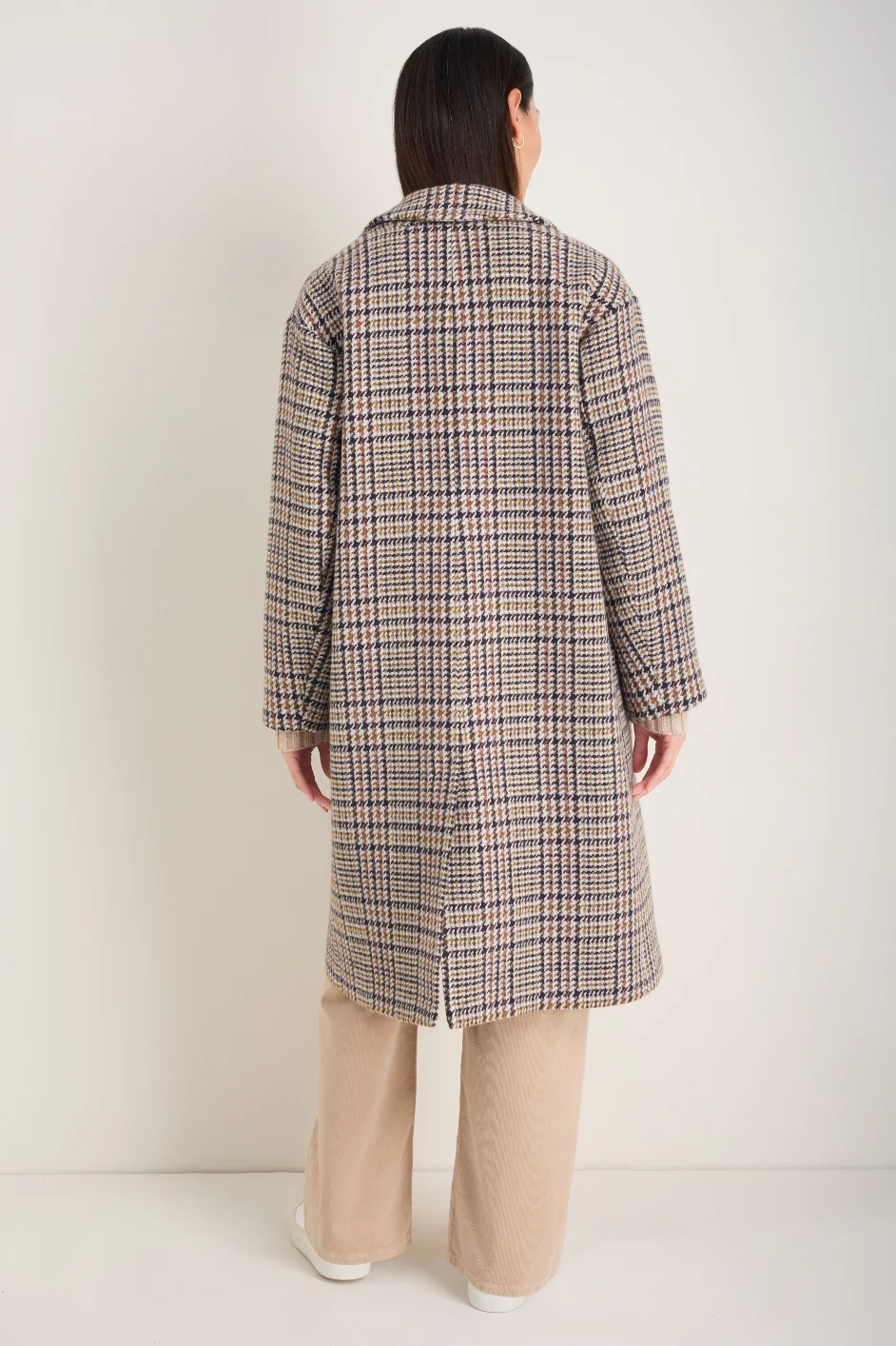 Dylan Wool Blend Coat - Sand/Brown Check - Image 5
